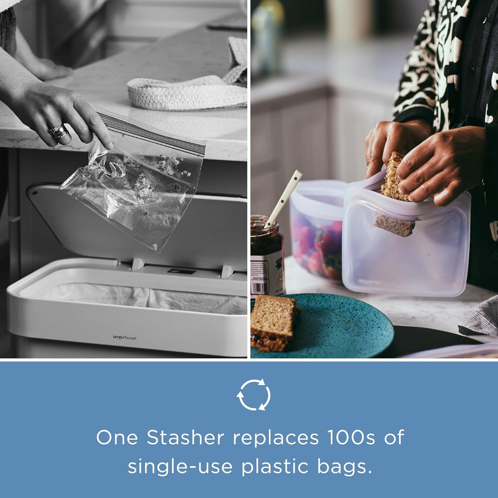 Stasher Silicone Reusable Storage Bag, Stand-Up Mega Bag, Reusable Freezer Bags, Microwave, Dishwasher, Oven Safe, Sous Vide, Premium Lunch Container, Eco Friendly, Food Storage Bags, 104 oz, Green | Reusable Food Bag