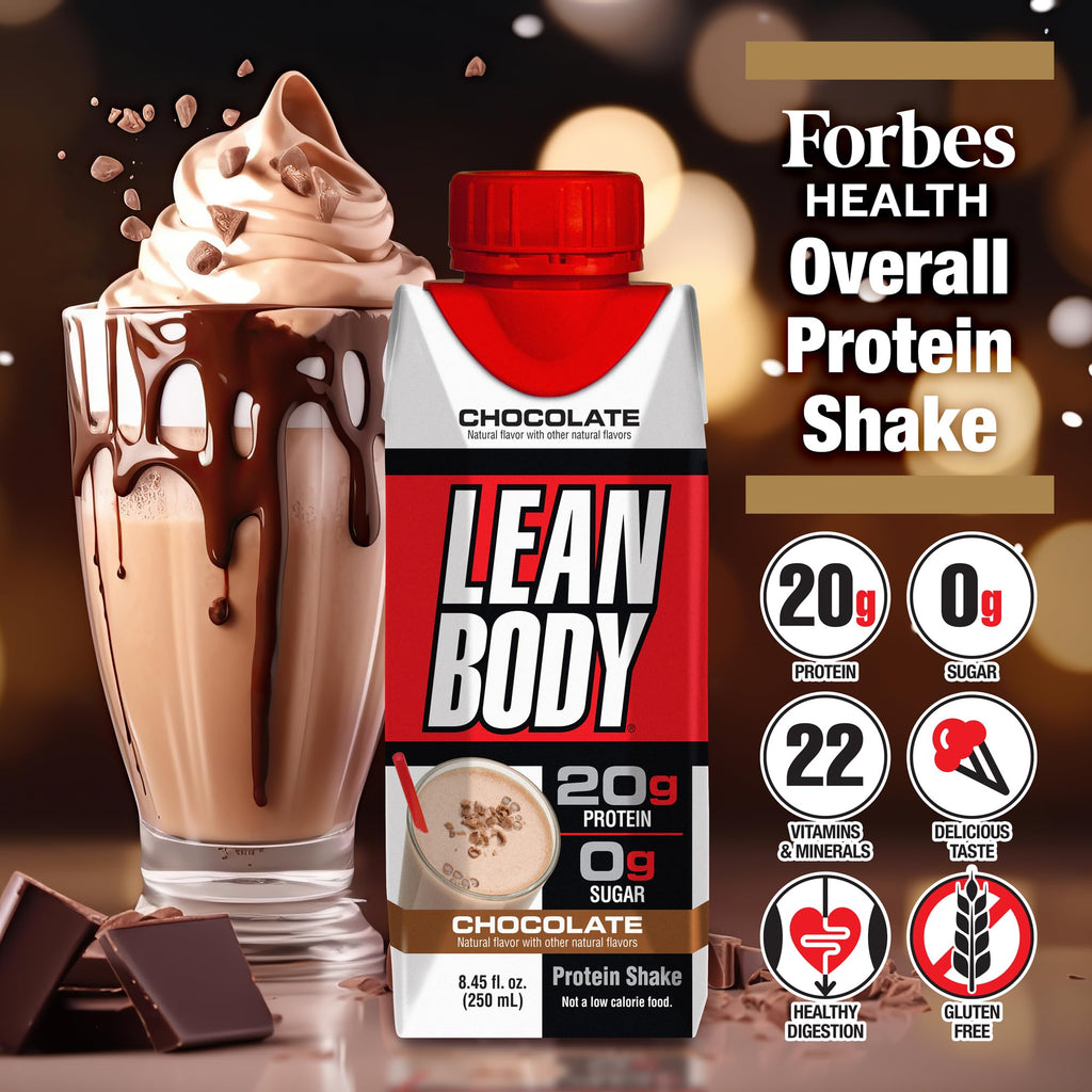 Labrada Lean Body Ready-to-Drink Chocolate Protein Shake, 40g Protein, Whey Blend, 0 Sugar, Gluten Free, 22 Vitamins & Minerals, LABRADA, 17 Fl Oz (Pack of 12)
