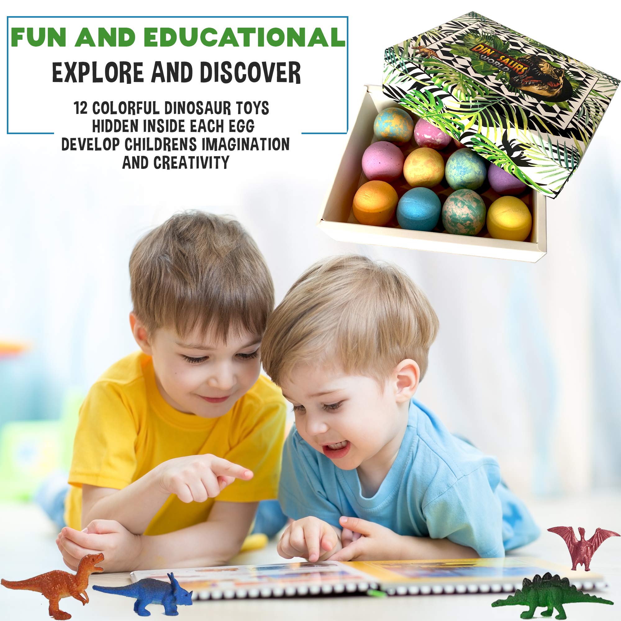 Bath Bombs for Kids with Toys Inside - Organic Bubble Bath Fizzies with Jungle Animal Toys. Gentle and Kids Friendly Spa Bath Balls, Bath Fizz Balls - Birthday Gifts for Toddlers, Boys, Girls