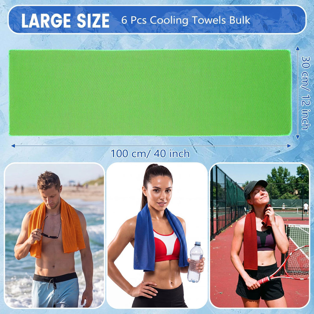 Hosuly 6 Pack Cooling Towels 40"x12" Ice Towel Cooling Neck Wraps Soft Breathable Chilly Stay Cool in Summer for Sports Yoga Golf Gym Activities(Black)
