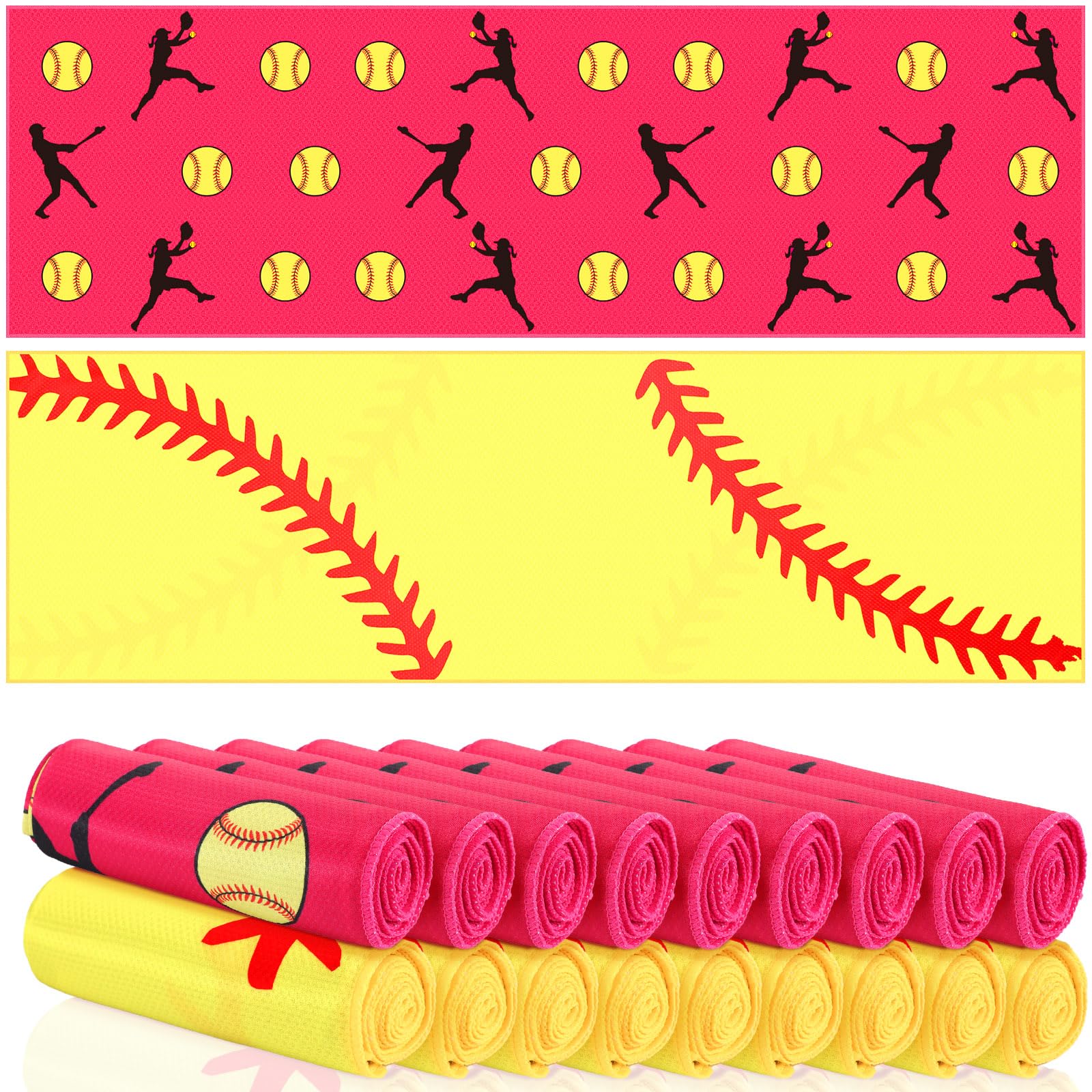 Tegeme 12 Counts Baseball Ice Cream Cooling Towels 40"x12" Sports Breathable Chilly Ice Fast Drying Towel Cool Training Sweat Rag for Coach Sport Party Favors Team Gift