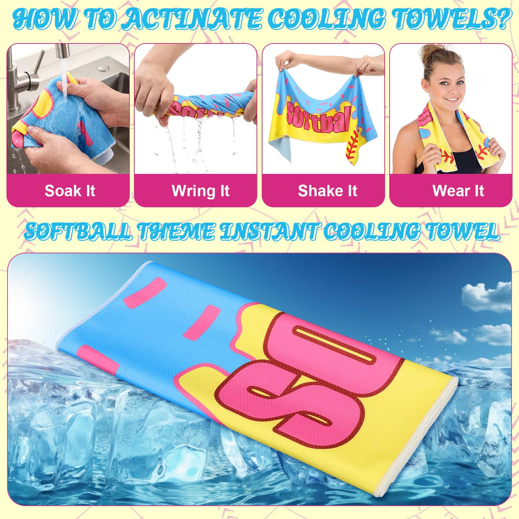 Tegeme 12 Counts Baseball Ice Cream Cooling Towels 40"x12" Sports Breathable Chilly Ice Fast Drying Towel Cool Training Sweat Rag for Coach Sport Party Favors Team Gift