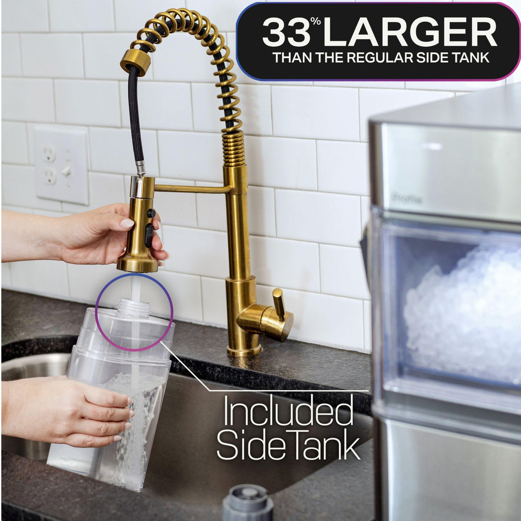 GE Profile Opal Ultra, Countertop Nugget Ice Maker, 1 Gal XL Side Tank, *Amazon Exclusive*, 38 lbs/Day, Pebble Pellet Crushed Ice Machine, WiFi Stainless Steel