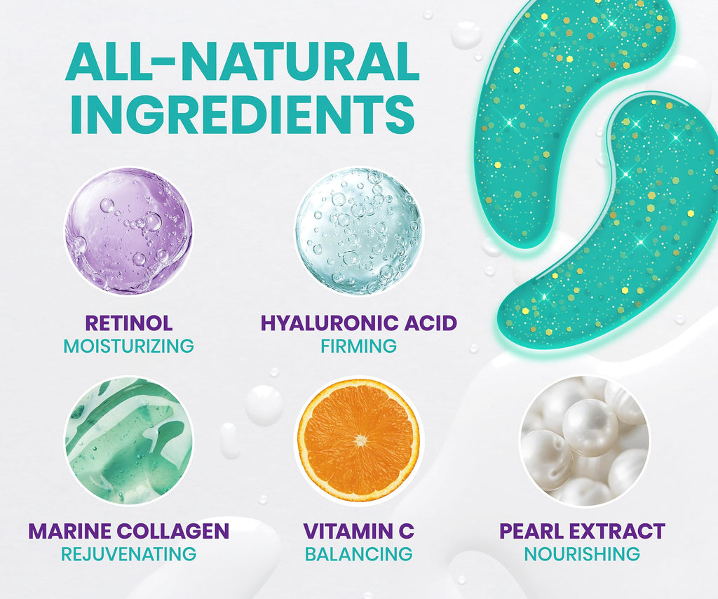 Stylia Collagen & Vitamin C Under Eye Patches for Puffy Eyes & Dark Circles - Depuffing, Hydrating & Firming Under Eye Mask with Hyaluronic Acid - Stocking Stuffers for Teen Girls, Vegan (30 Pairs)