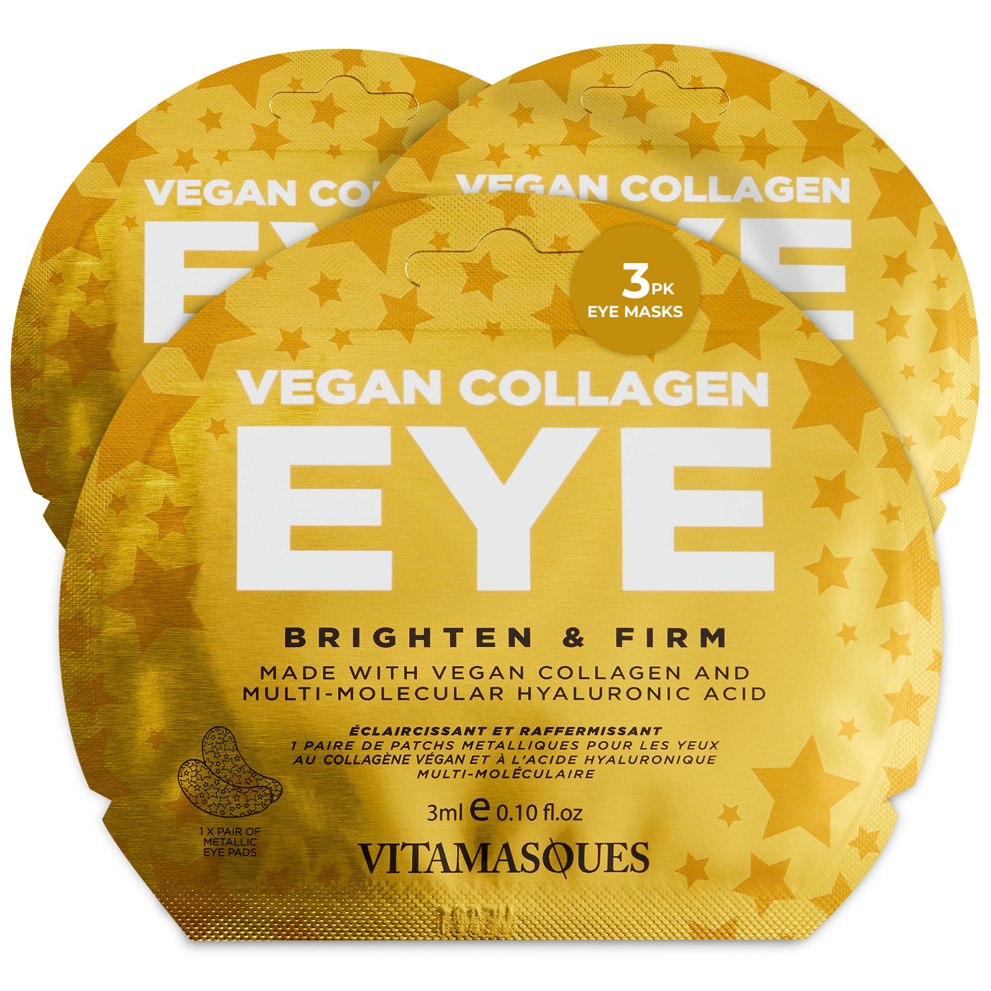 Vitamasques Diamond Eye Pads 3-Pack - Soothing and Rejuvenating Eye Patches Korean Skin Care Reduce Fine Lines, Puffiness & Dark Circles