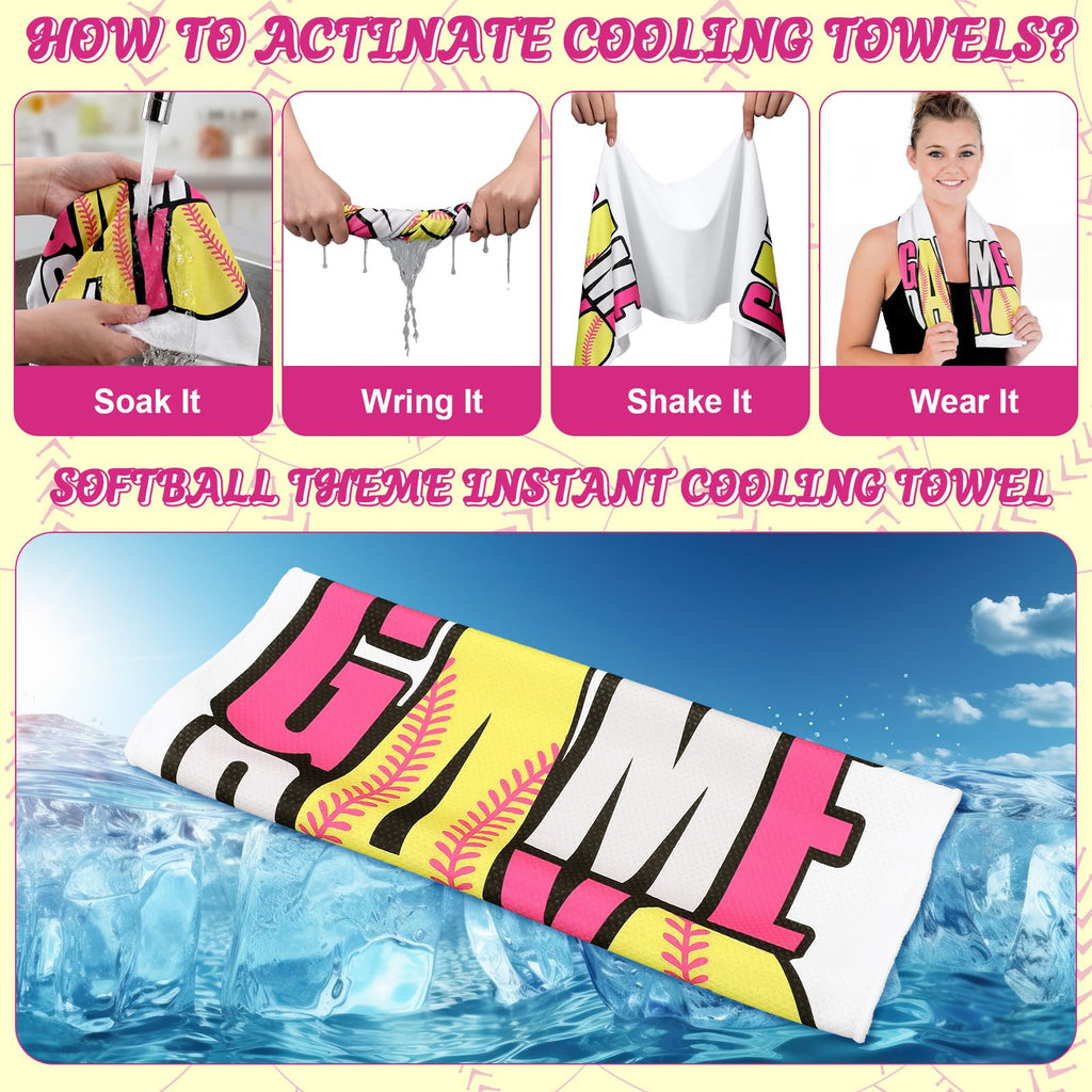 Tegeme 12 Counts Baseball Ice Cream Cooling Towels 40"x12" Sports Breathable Chilly Ice Fast Drying Towel Cool Training Sweat Rag for Coach Sport Party Favors Team Gift