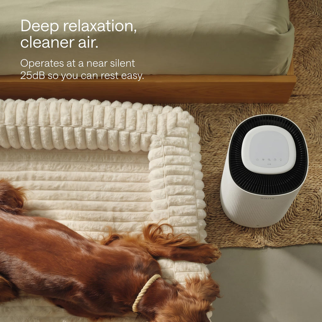 Sans True HEPA Air Purifier for Extra Large Rooms (1,854 sq ft) | UV-C Light Layer & Carbon Odor Absorption | Quiet 25dB Auto-Mode, Captures Smoke, Dust & Allergens (White)
