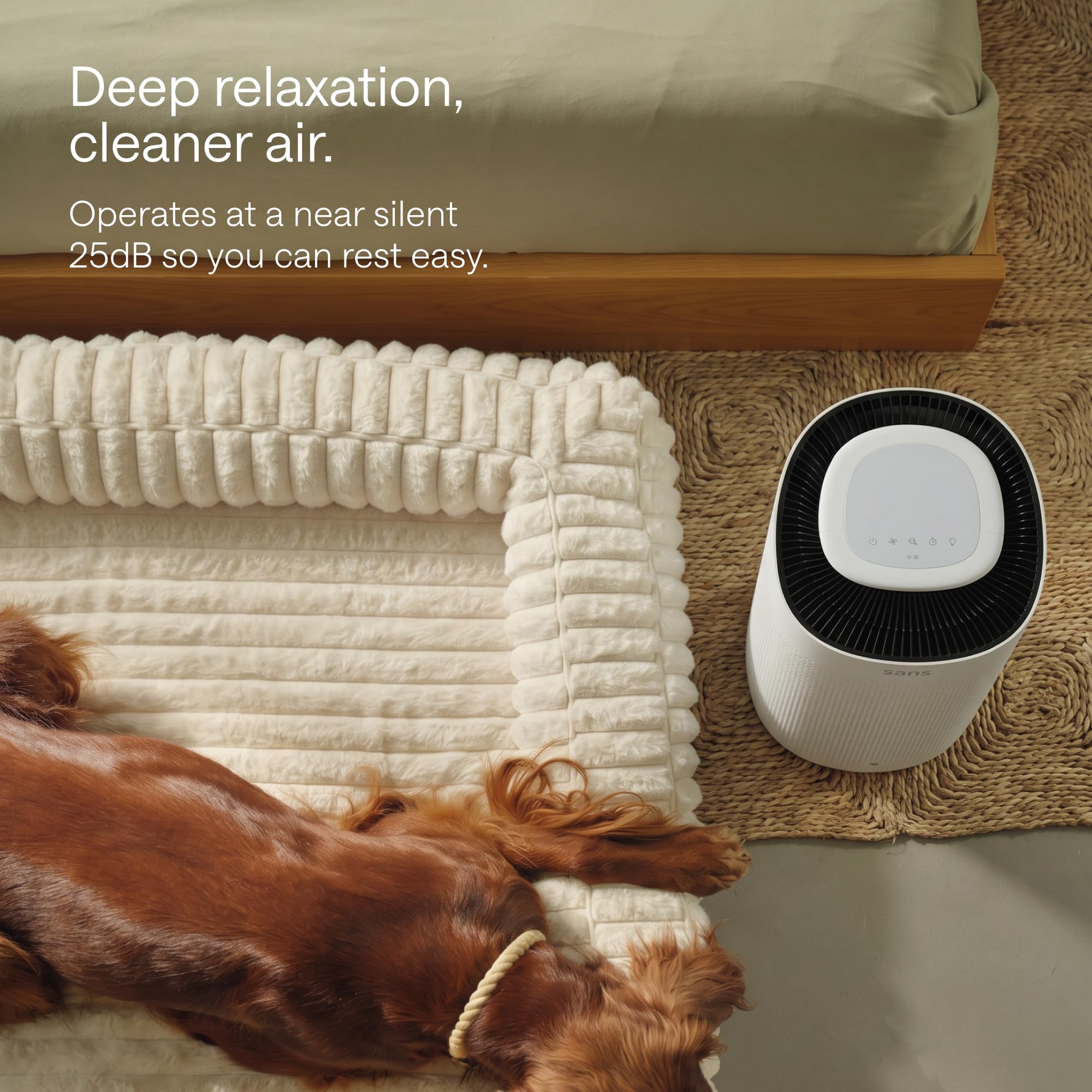 Sans True HEPA Air Purifier for Extra Large Rooms (1,854 sq ft) | UV-C Light Layer & Carbon Odor Absorption | Quiet 25dB Auto-Mode, Captures Smoke, Dust & Allergens (White)