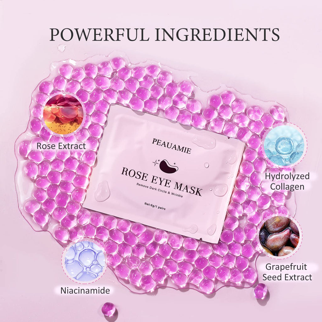 PEAUAMIE Under Eye Patches Collagen and Peptide Eye Mask for Dark Circles and Puffiness,Face Mask Skin Care Products 30 Pairs