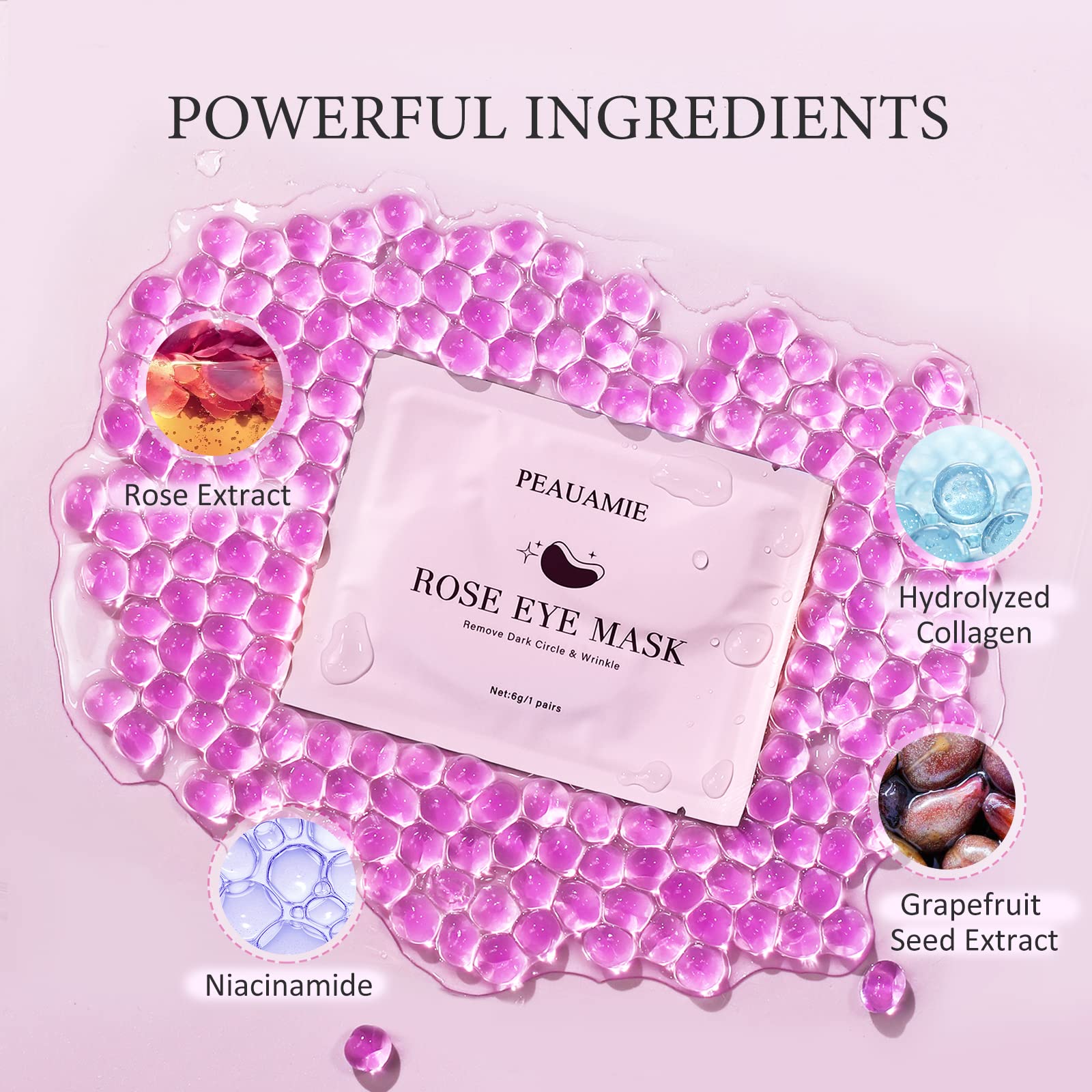 PEAUAMIE Under Eye Patches Collagen and Peptide Eye Mask for Dark Circles and Puffiness,Face Mask Skin Care Products 30 Pairs