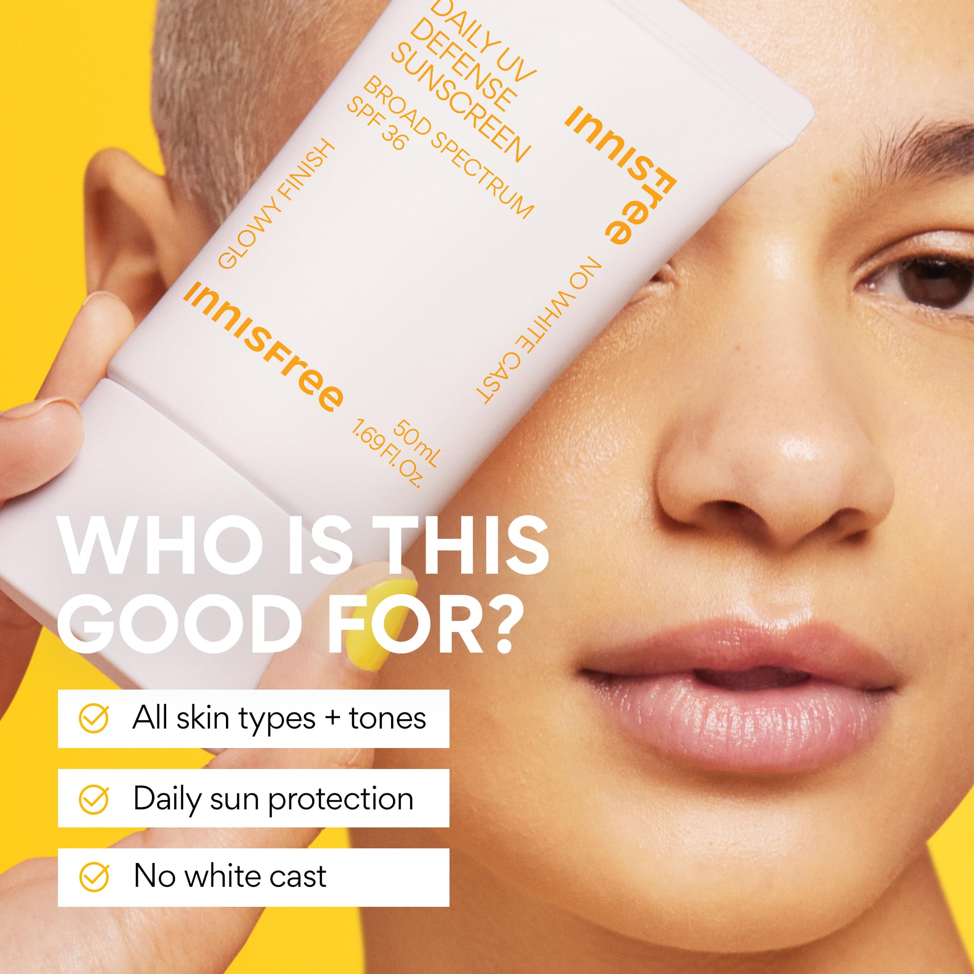 innisfree Daily UV Defense SPF 50+ PA++++ Korean Face & Body Sunscreen, Broad Spectrum, Invisible Finish, No White Cast, Lightweight, Hydrating