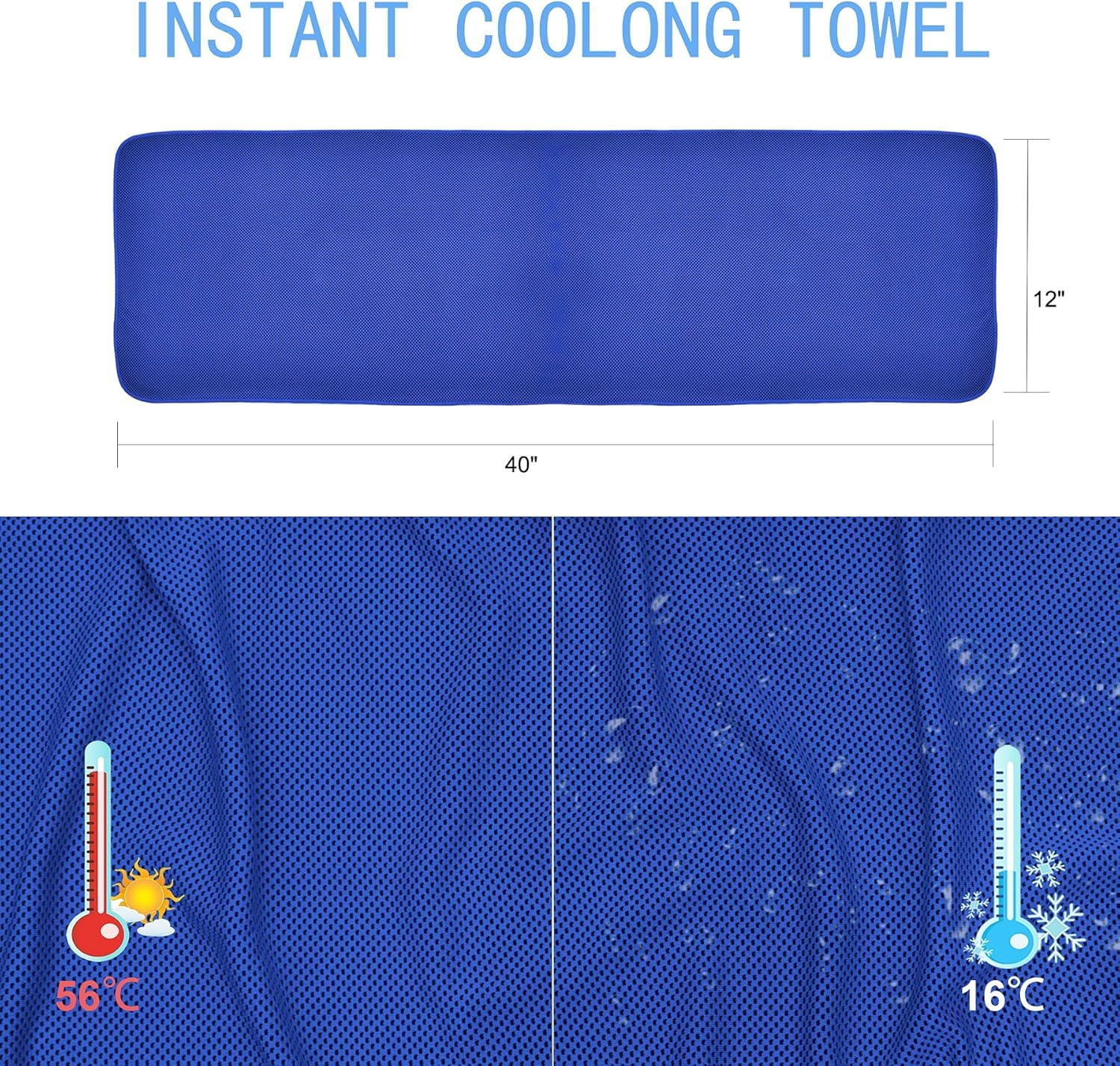 Amgico 10 Pack Cooling Towel(40"x12") for Neck and face, Ice Towel, Soft Breathable Towels, Cooling Rags for Yoga, Sport, Running, Workout, Gym, Camping, Fitness, Workout & More