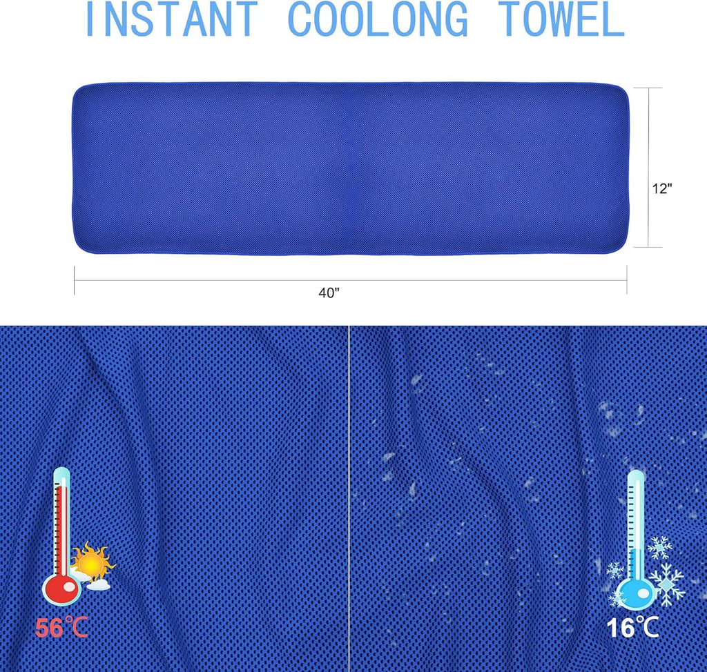 Amgico 10 Pack Cooling Towel(40"x12") for Neck and face, Ice Towel, Soft Breathable Towels, Cooling Rags for Yoga, Sport, Running, Workout, Gym, Camping, Fitness, Workout & More
