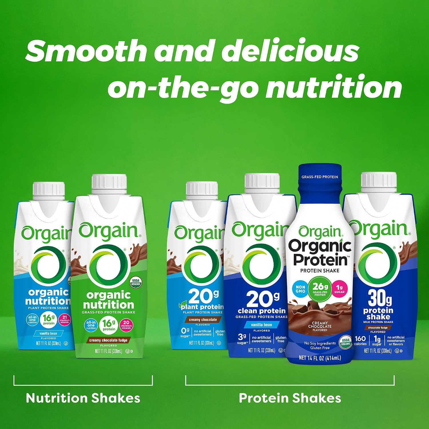 Orgain Organic Nutritional Shake, Creamy Chocolate Fudge - Meal Replacement, 16g Protein, 20 Vitamins & Minerals, Gluten & Soy Free, Kosher, Non-GMO, Packaging May Vary, 11 Fl Oz (Pack of 4)