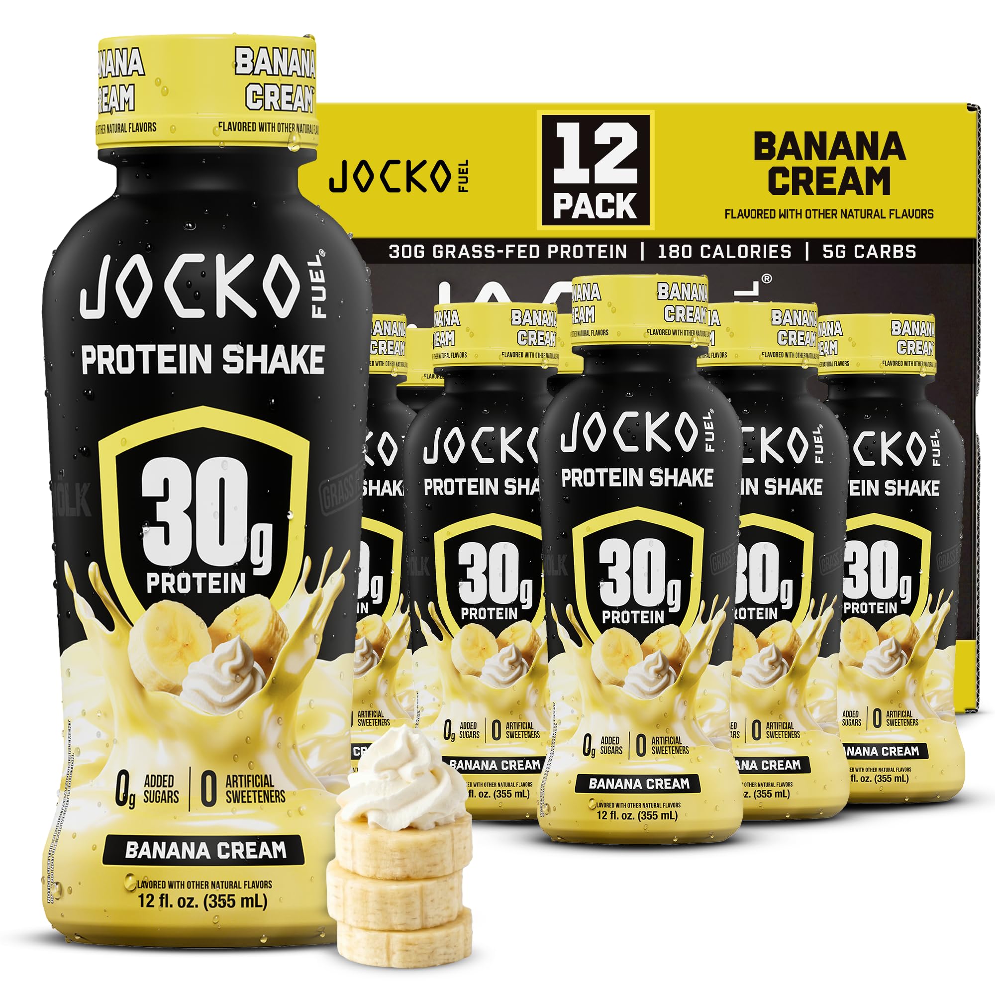 Jocko Mölk 30g Grass Fed Protein Shakes – No Added Sugar Protein Drinks KETO Friendly - Ready to Drink 12 FL Oz (Pack of 12) Chocolate