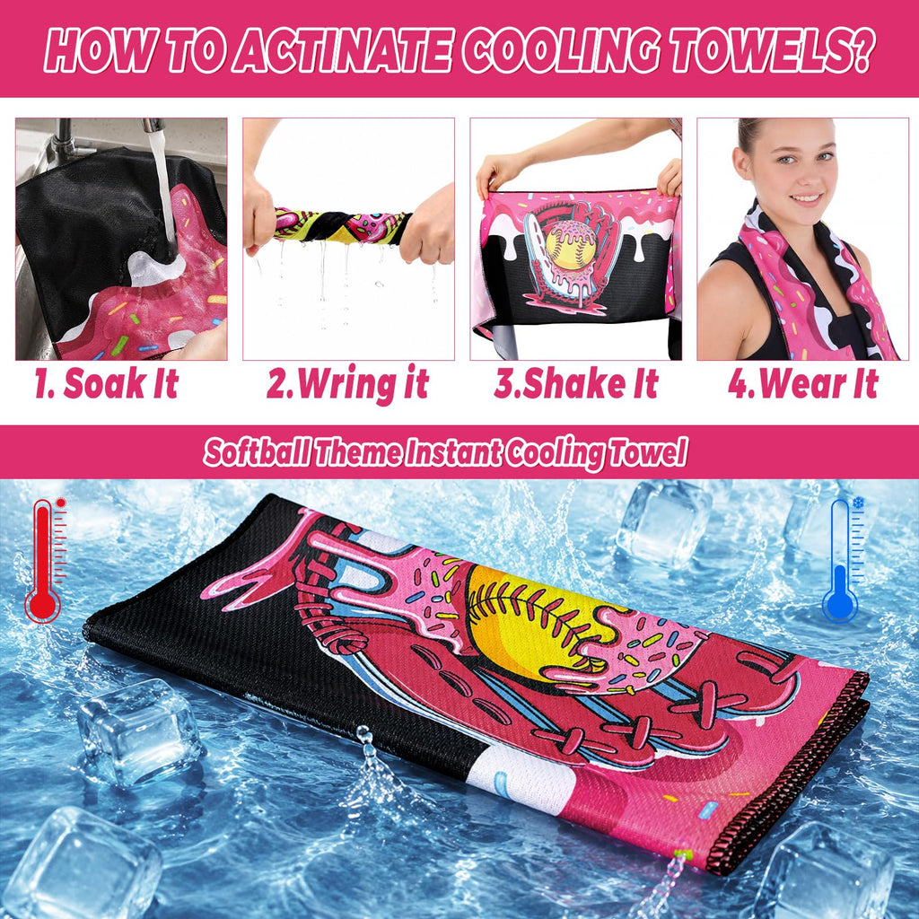Tegeme 12 Counts Baseball Ice Cream Cooling Towels 40"x12" Sports Breathable Chilly Ice Fast Drying Towel Cool Training Sweat Rag for Coach Sport Party Favors Team Gift