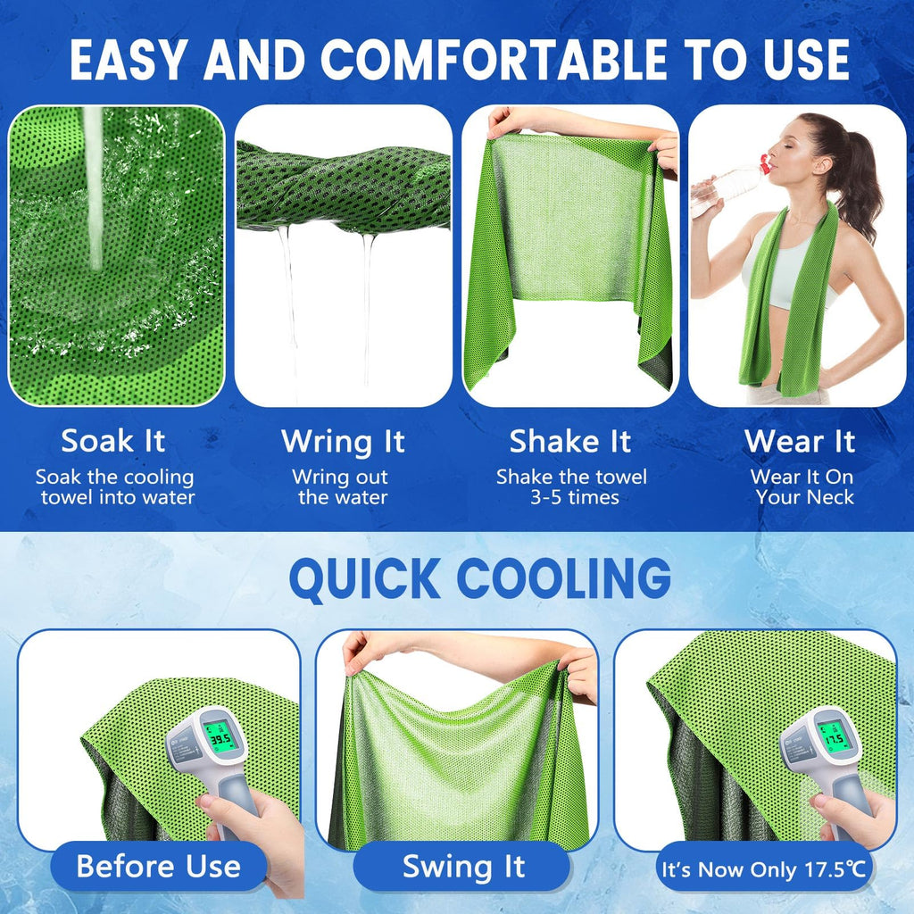 Hosuly 6 Pack Cooling Towels 40"x12" Ice Towel Cooling Neck Wraps Soft Breathable Chilly Stay Cool in Summer for Sports Yoga Golf Gym Activities(Black)