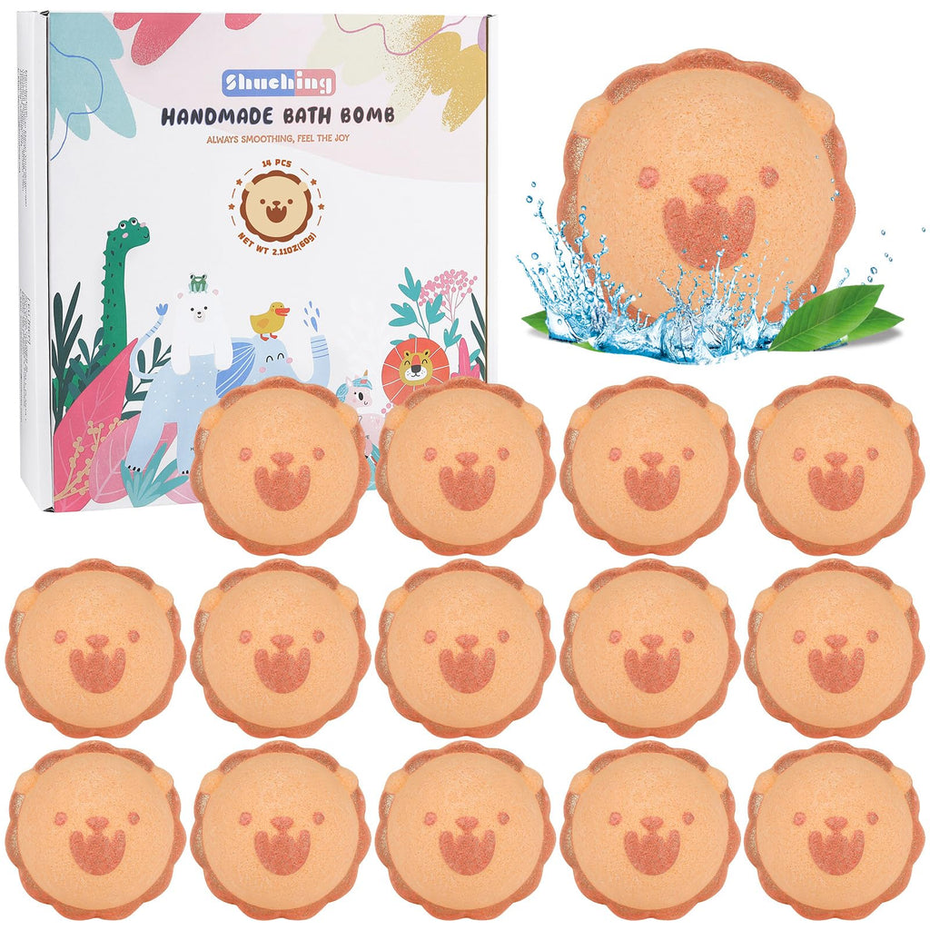 SHUCHING 14 Pcs Blue Elephant Bath Bombs for Kids, Organic Animal Bubble Bath Fizzy Balls, Birthday Gifts Set for Boys Girls