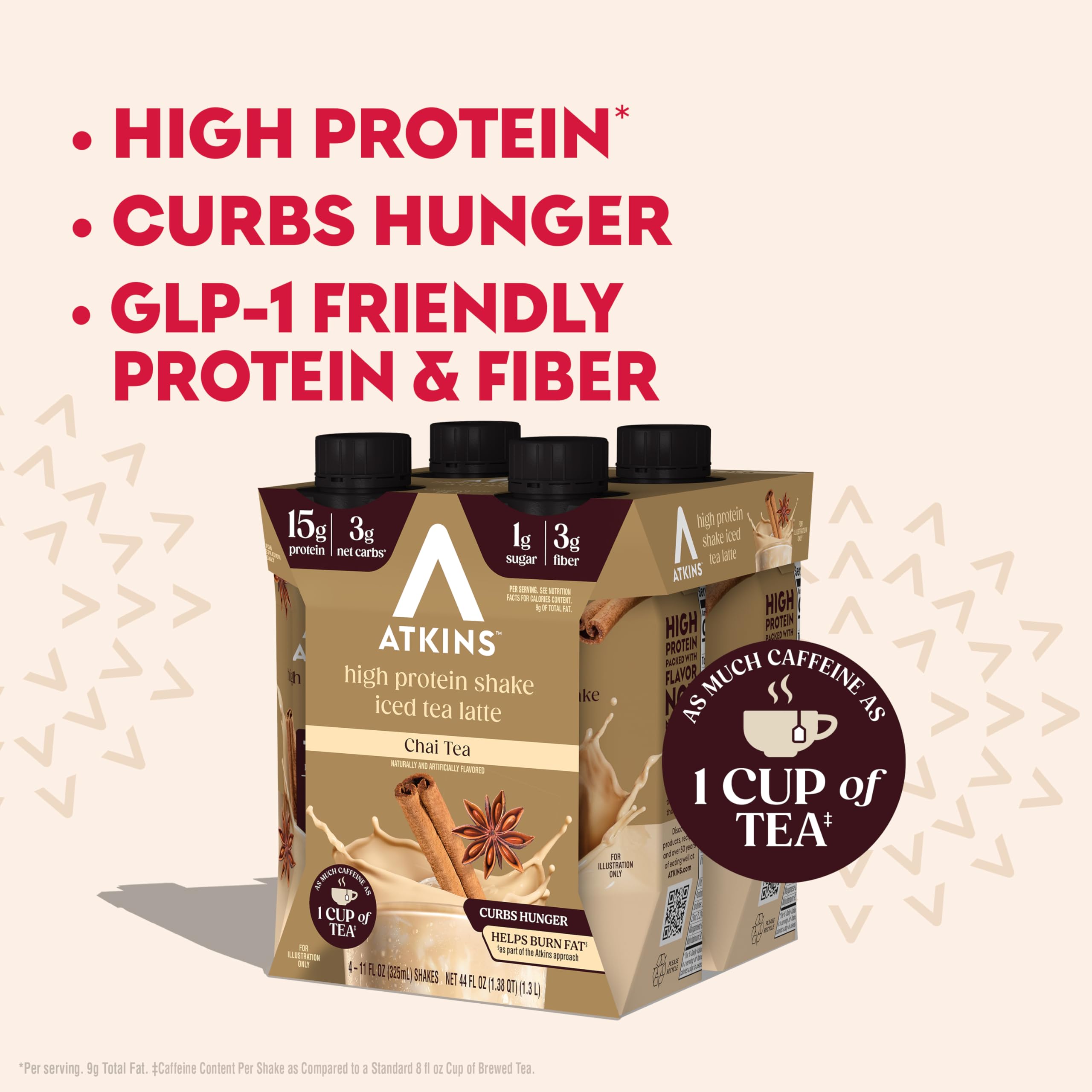 Atkins Coffee Lovers Protein Shake Variety Pack, Mocha Latte, Café Caramel and Café au Lait Flavored Protein Shakes, 15g Protein, 3g Fiber, GLP-1 Friendly, 12 Count