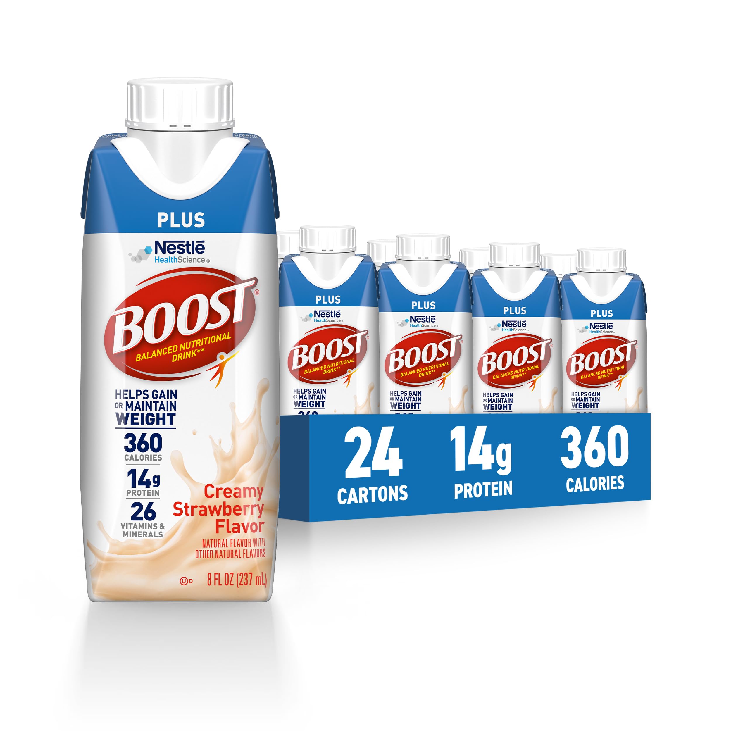 BOOST Plus Nutritional Drink, Rich Chocolate, 8 fl oz (Pack of 24)