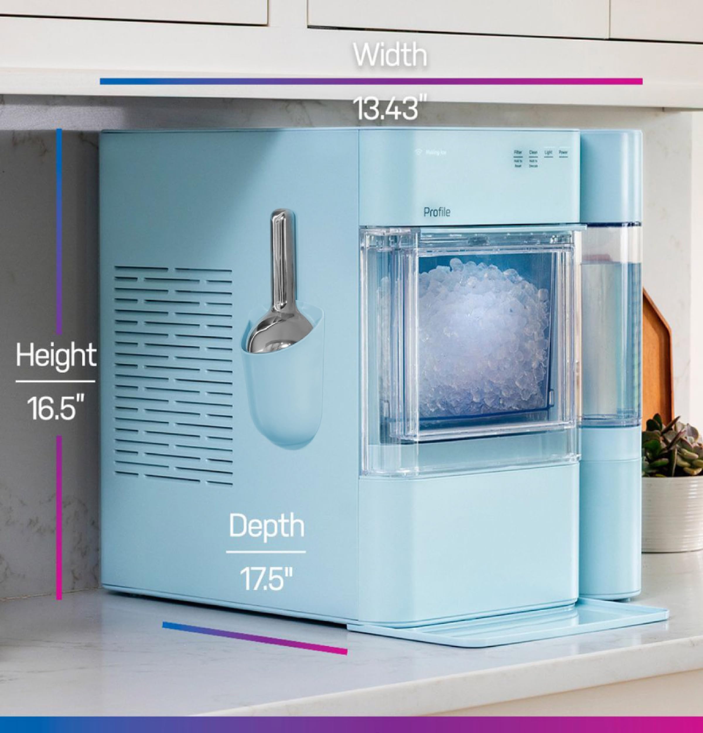 GE Profile Opal Ultra, Countertop Nugget Ice Maker, 1 Gal XL Side Tank, *Amazon Exclusive*, 38 lbs/Day, Pebble Pellet Crushed Ice Machine, WiFi Stainless Steel