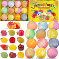 Bath Bombs for Kids with Toys Inside, 12 Pack Kids Bath Bombs with Fruit Food Toys, Surprise Colorful Bubble Spa Fizzies Ball with Bath Toys, Christmas Birthday Gifts for Girls & Boys
