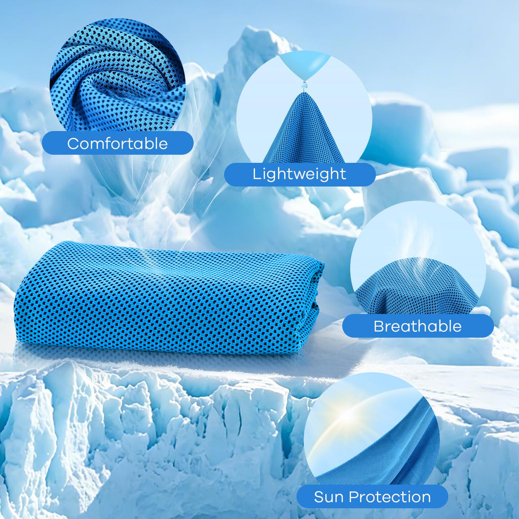 4 Pack Cooling Towels for Neck and Face(40"x12"), Cooling Neck Wraps, Ice Towel for Hot Weather, Soft Breathable Gym Towel, Cool Towel for Workout, Camping, Yoga, Sport, Running