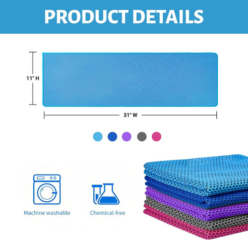 5 Pack Cooling Towel 31"x11", Microfiber Gym Towels for Men and Women，Soft Breathable Chilly Towe for Yoga, Running, Workout,Gym, Camping, Fitness, Workout