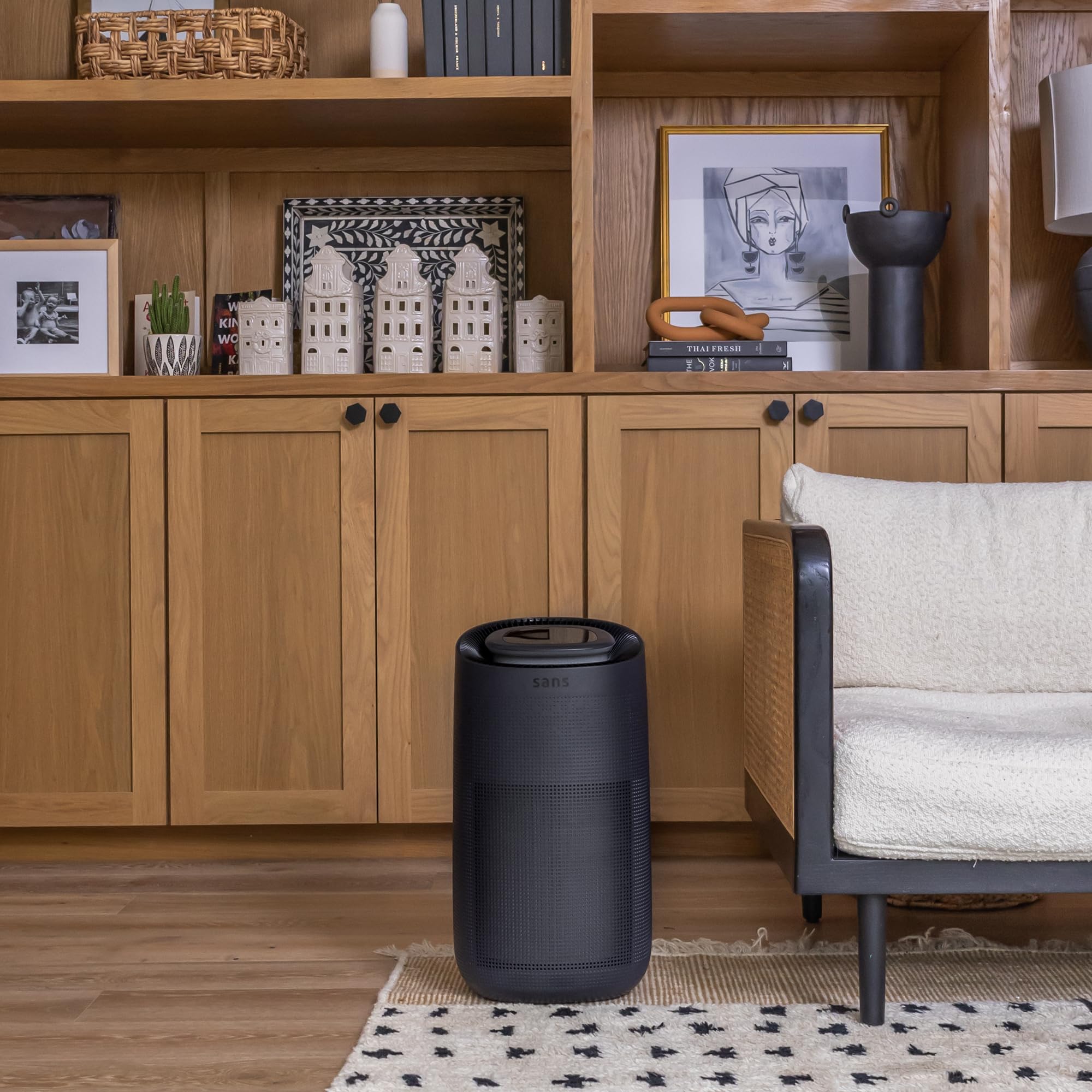 Sans True HEPA Air Purifier for Extra Large Rooms (1,854 sq ft) | UV-C Light Layer & Carbon Odor Absorption | Quiet 25dB Auto-Mode, Captures Smoke, Dust & Allergens (White)