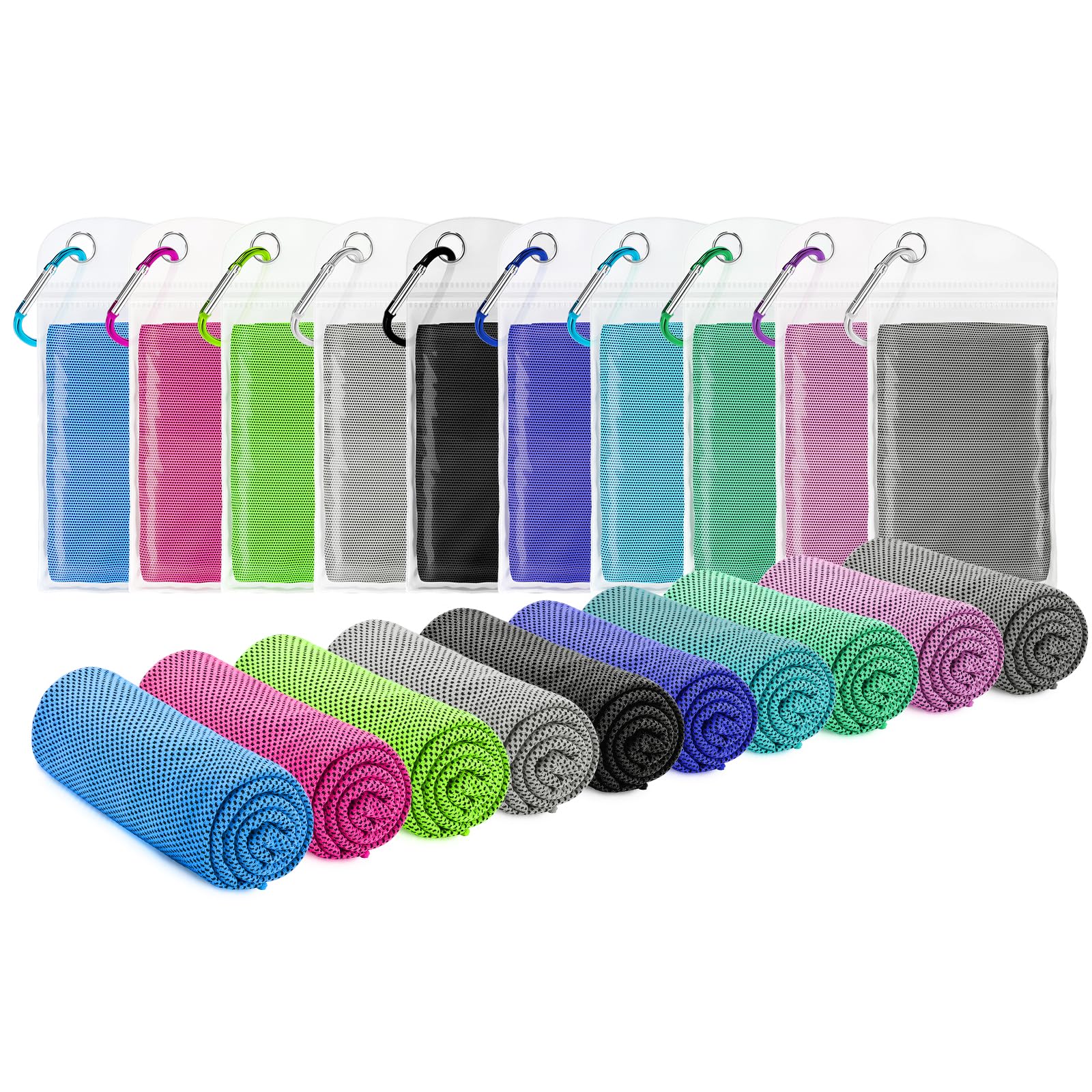 Amgico 10 Pack Cooling Towel(40"x12") for Neck and face, Ice Towel, Soft Breathable Towels, Cooling Rags for Yoga, Sport, Running, Workout, Gym, Camping, Fitness, Workout & More
