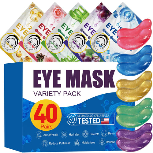 120 Pairs Under Eye Patches,Hydrating Eye Mask For Puffy Eyes &Dark Circles | Hyaluronic, 24K Gold, Grape, Caffeine, Aloe, Variety Pack Travel & Spa Skincare Gifts for Women, Daily Self-care Eye Gels