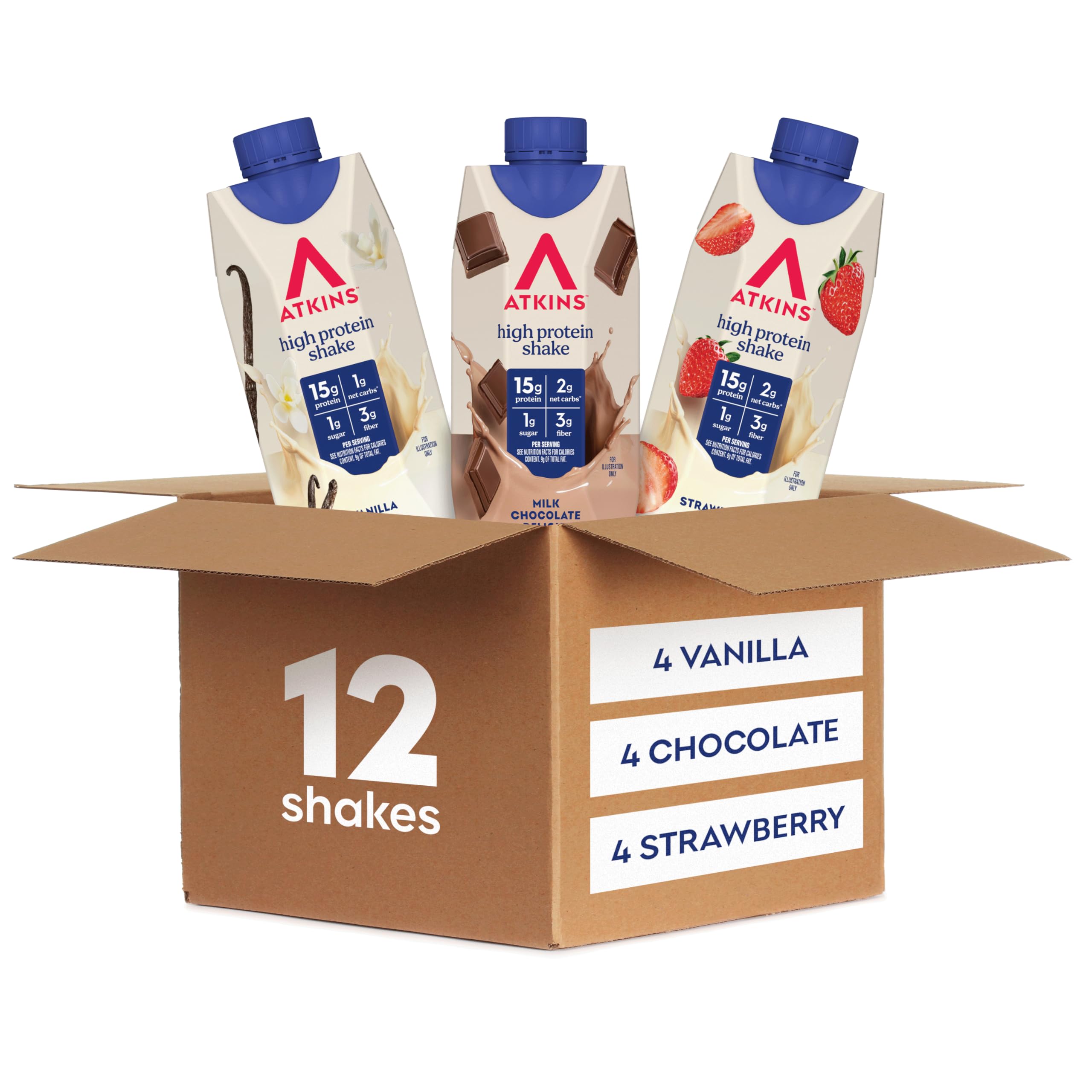 Atkins Chocolate Banana Protein-Rich Shake. With B Vitamins and Protein. Made with Real Fruit. Keto-Friendly and Gluten Free, 11 Fl Oz (Pack of 12)