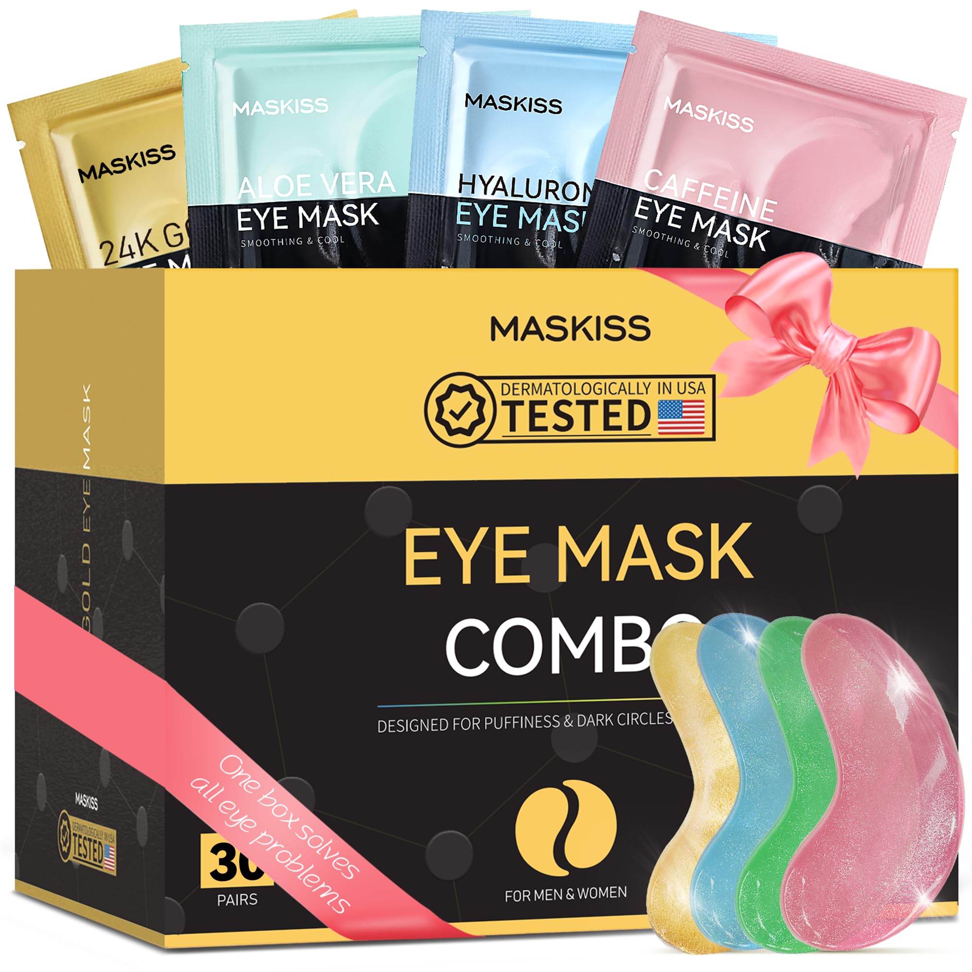 Maskiss Under Eye Patches (50 Pairs), Hyaluronic Acid Eye Masks for Dark Circles Puffy Eyes Undereye Bags, Collagen Eye Patches for Wrinkles and Hydrate, Skin Care Gift for Her