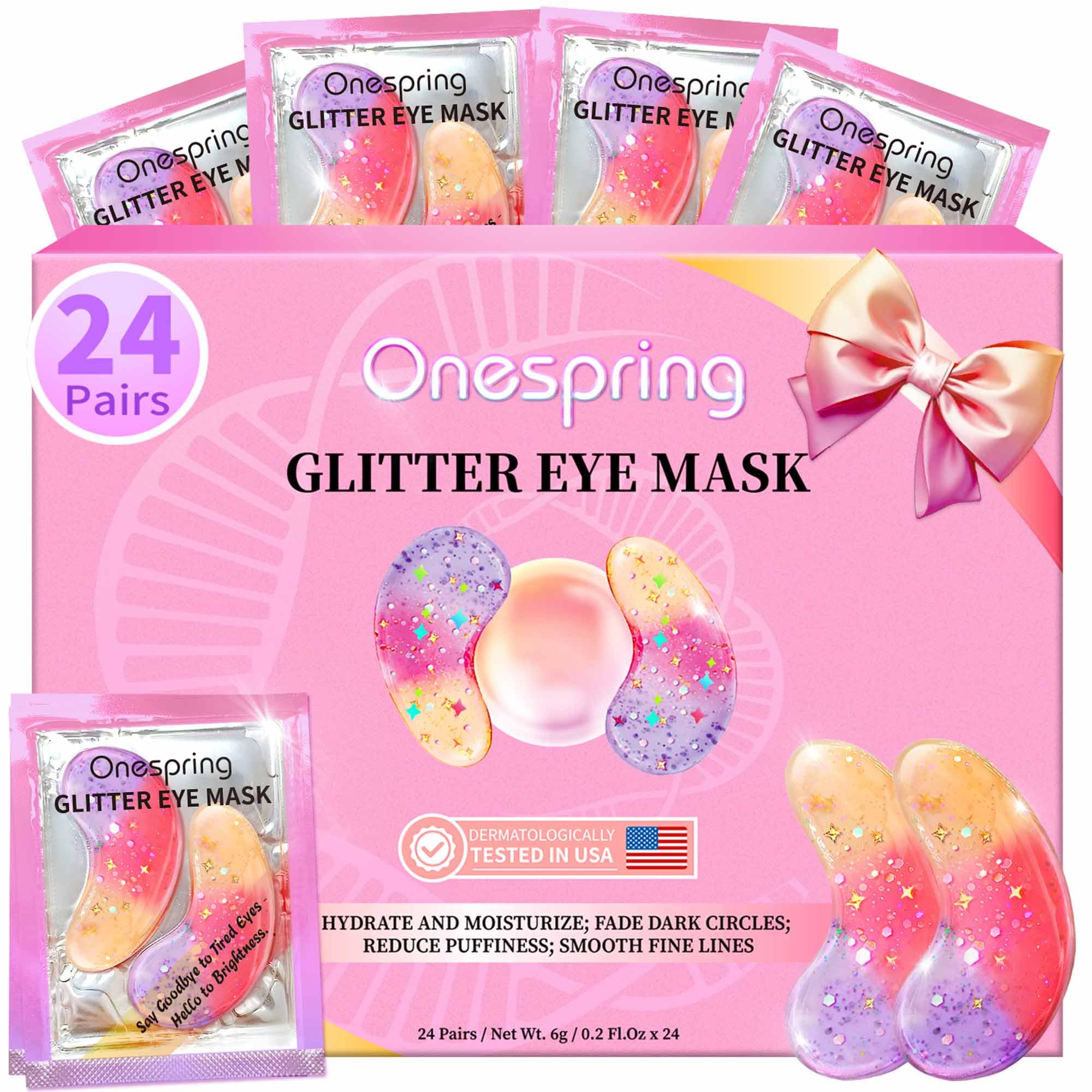 Onespring Eye Masks, Under Eye Patches for Puffiness, Retinol Collagen Eye Gel Pads, Reduce Wrinkles, Eye Bags & Dark circles - Face Mask Skincare, Anti Aging & Moisturizer, 24 Pairs