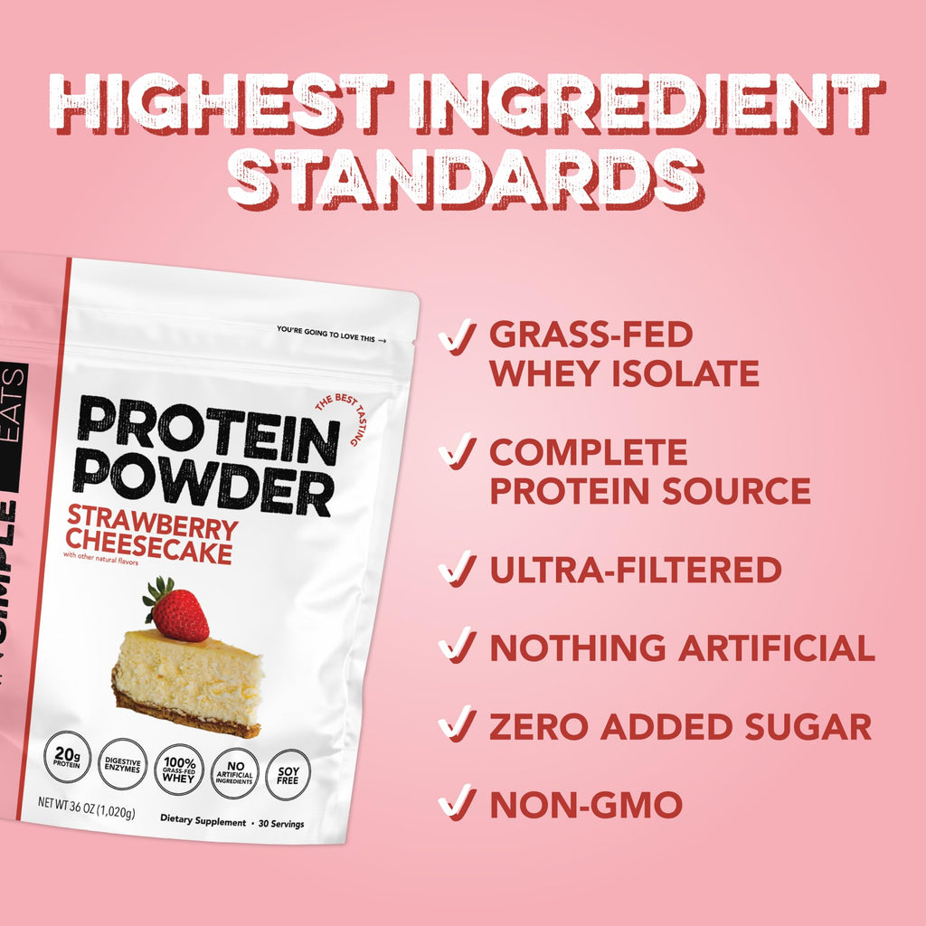 Clean Simple Eats Whey Isolate Protein Powder, Variety Pack, Naturally Sweetened, Zero Added Sugar, 20g 100% GrassFed Protein Powder with Digestive Enzymes, GlutenFree, Non GMO, 10 Single Serve Pack