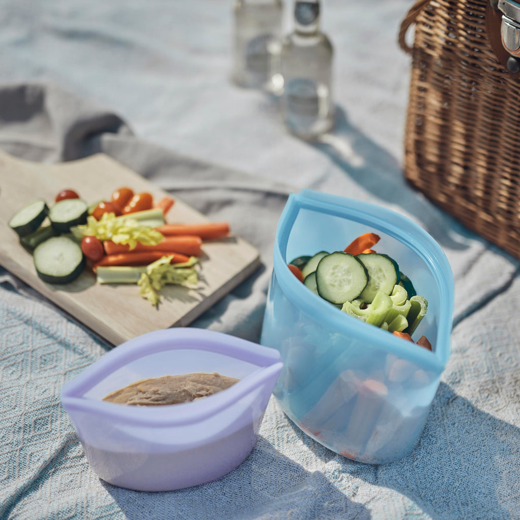 Stasher Silicone Reusable Food Storage Bags, 4-Pack, Reusable Freezer Bags, Microwave, Dishwasher, Oven Safe, Sous Vide, Premium Lunch Containers, Eco Friendly, Food-safe Silicone Snack Bag, Clear