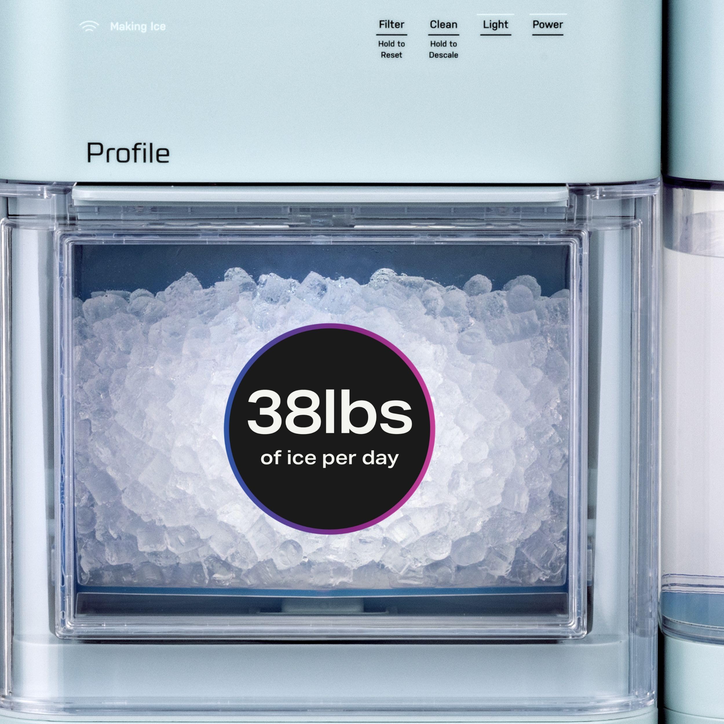 GE Profile Opal Ultra, Countertop Nugget Ice Maker, 1 Gal XL Side Tank, *Amazon Exclusive*, 38 lbs/Day, Pebble Pellet Crushed Ice Machine, WiFi Stainless Steel