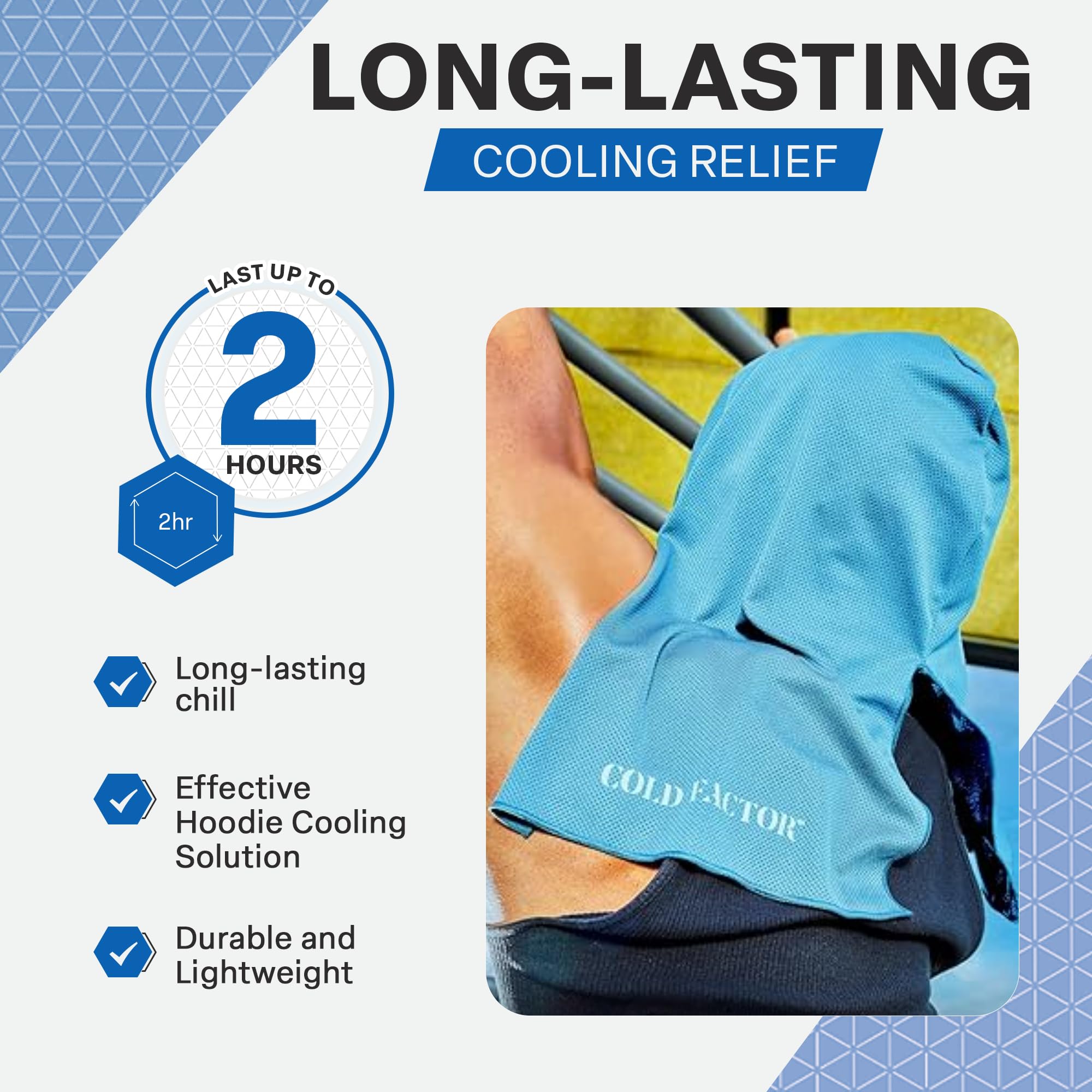 COLD FACTOR Instant Cooling Hoodie Towel – Advanced Chemical-Free Evaporative Cooling Technology – UPF 50+, 2+ Hours Cooling