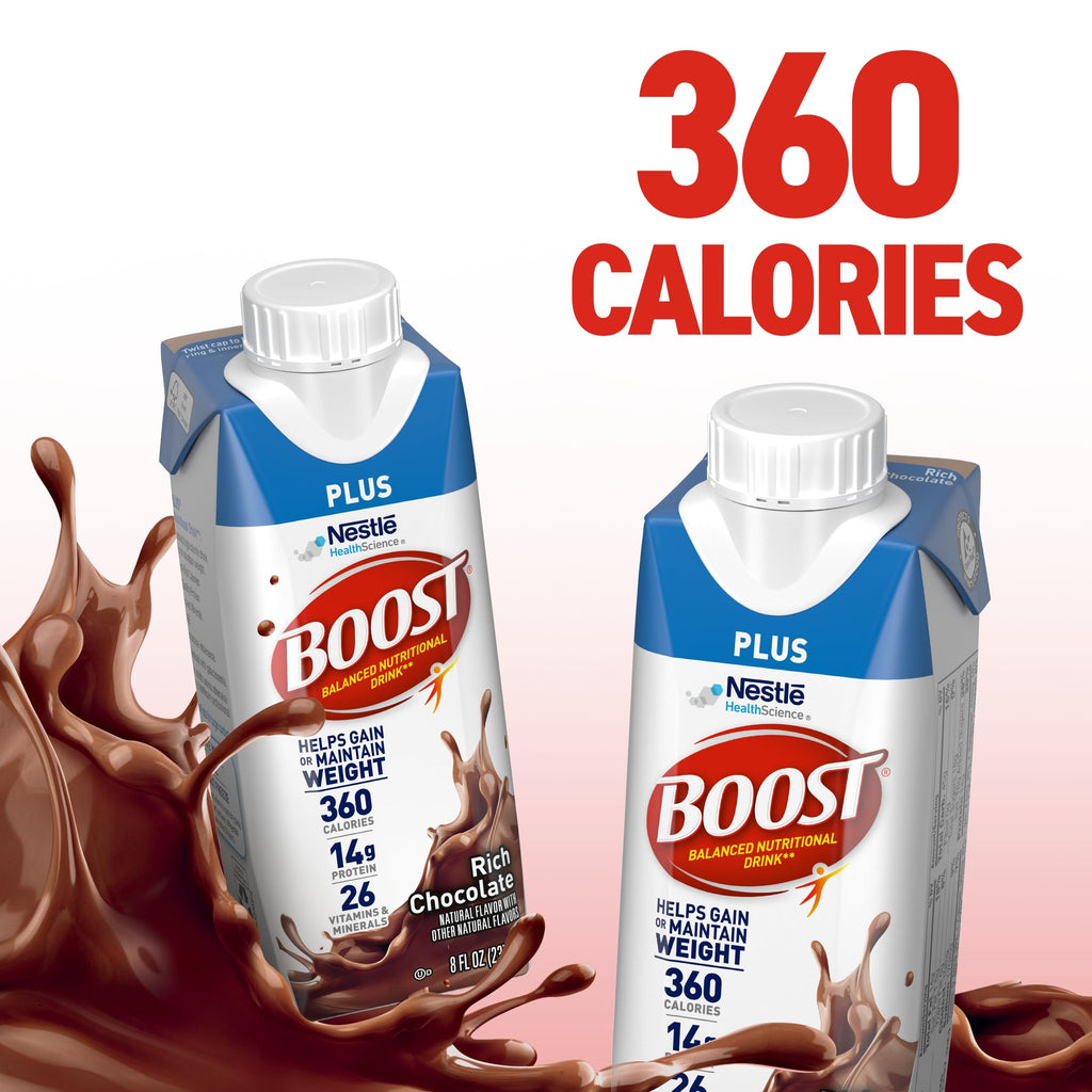 BOOST Plus Nutritional Drink, Rich Chocolate, 8 fl oz (Pack of 24)