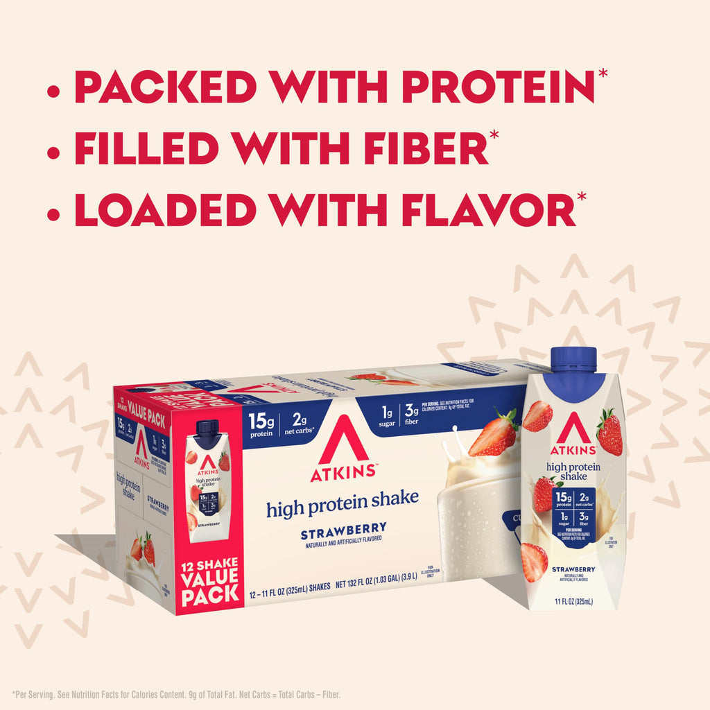 Atkins Chocolate Banana Protein-Rich Shake. With B Vitamins and Protein. Made with Real Fruit. Keto-Friendly and Gluten Free, 11 Fl Oz (Pack of 12)