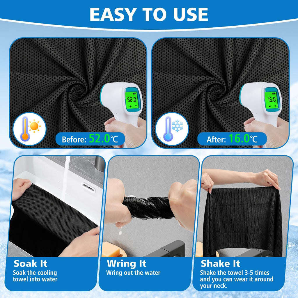 24 Pack Cooling Towels Bulk for Neck and Face 40"x12" Ice Cooling Sweat Rags Microfiber Soft Breathable Soft Chilly Towel for Yoga Golf Sport Running