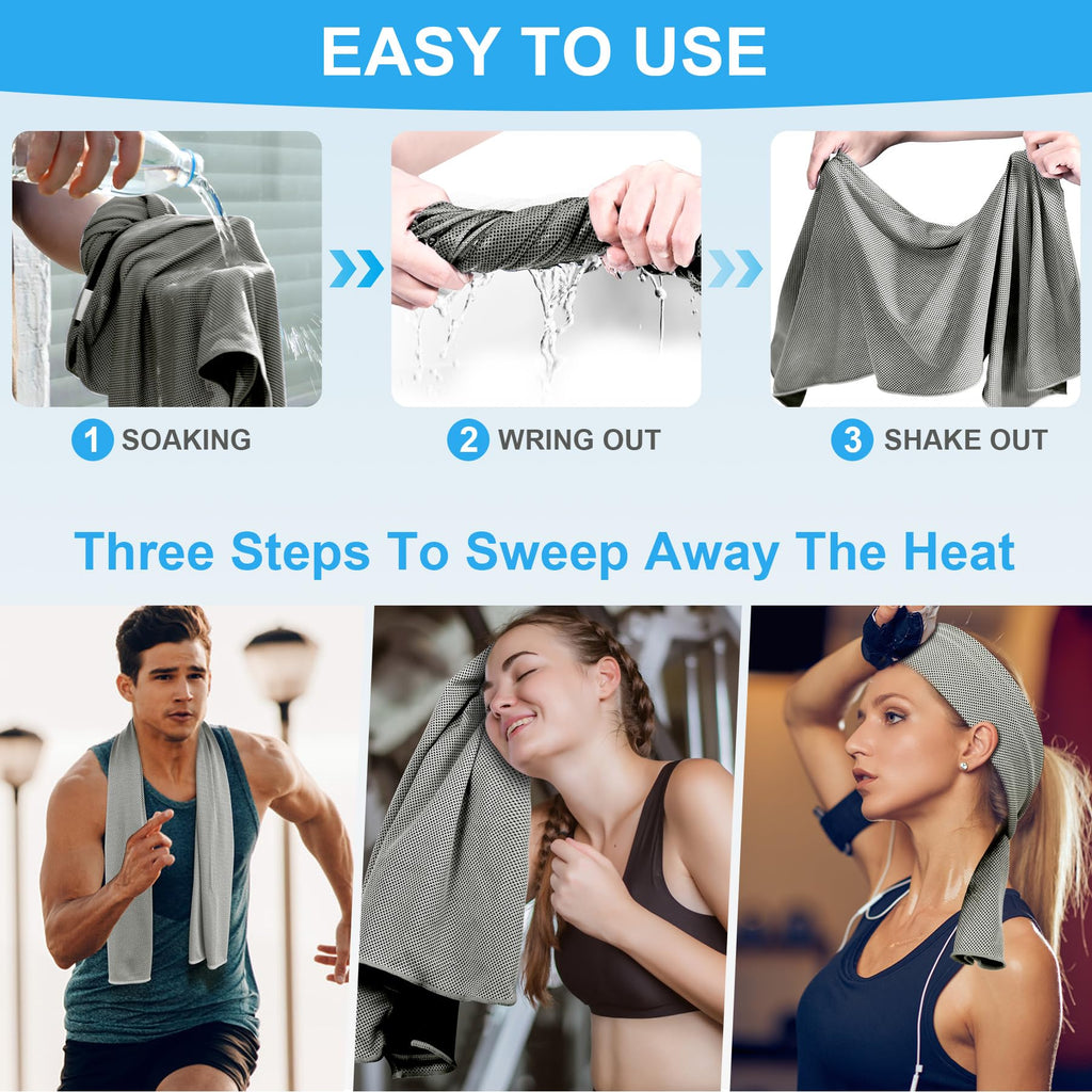4 Pack Cooling Towels for Neck and Face(40"x12"), Cooling Neck Wraps, Ice Towel for Hot Weather, Soft Breathable Gym Towel, Cool Towel for Workout, Camping, Yoga, Sport, Running