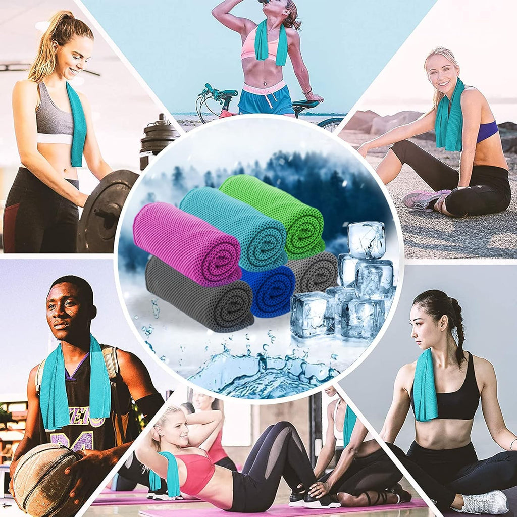 Amgico 10 Pack Cooling Towel(40"x12") for Neck and face, Ice Towel, Soft Breathable Towels, Cooling Rags for Yoga, Sport, Running, Workout, Gym, Camping, Fitness, Workout & More
