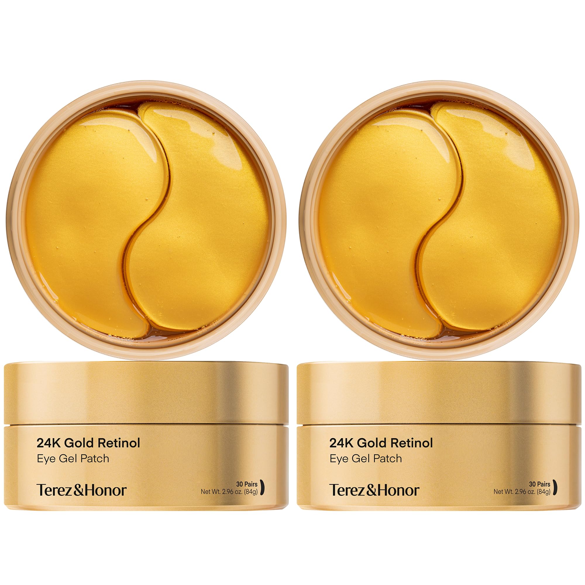 TEREZ & HONOR Peptide Collagen Under Eye Patches - 60 Korean Firming, Glowing & Hydrating Hydrogel Mask for Puffy Eyes, Dark Circles, Wrinkles, Fine Lines, Undereye Bags - Anti-Aging Eye Gel Pads