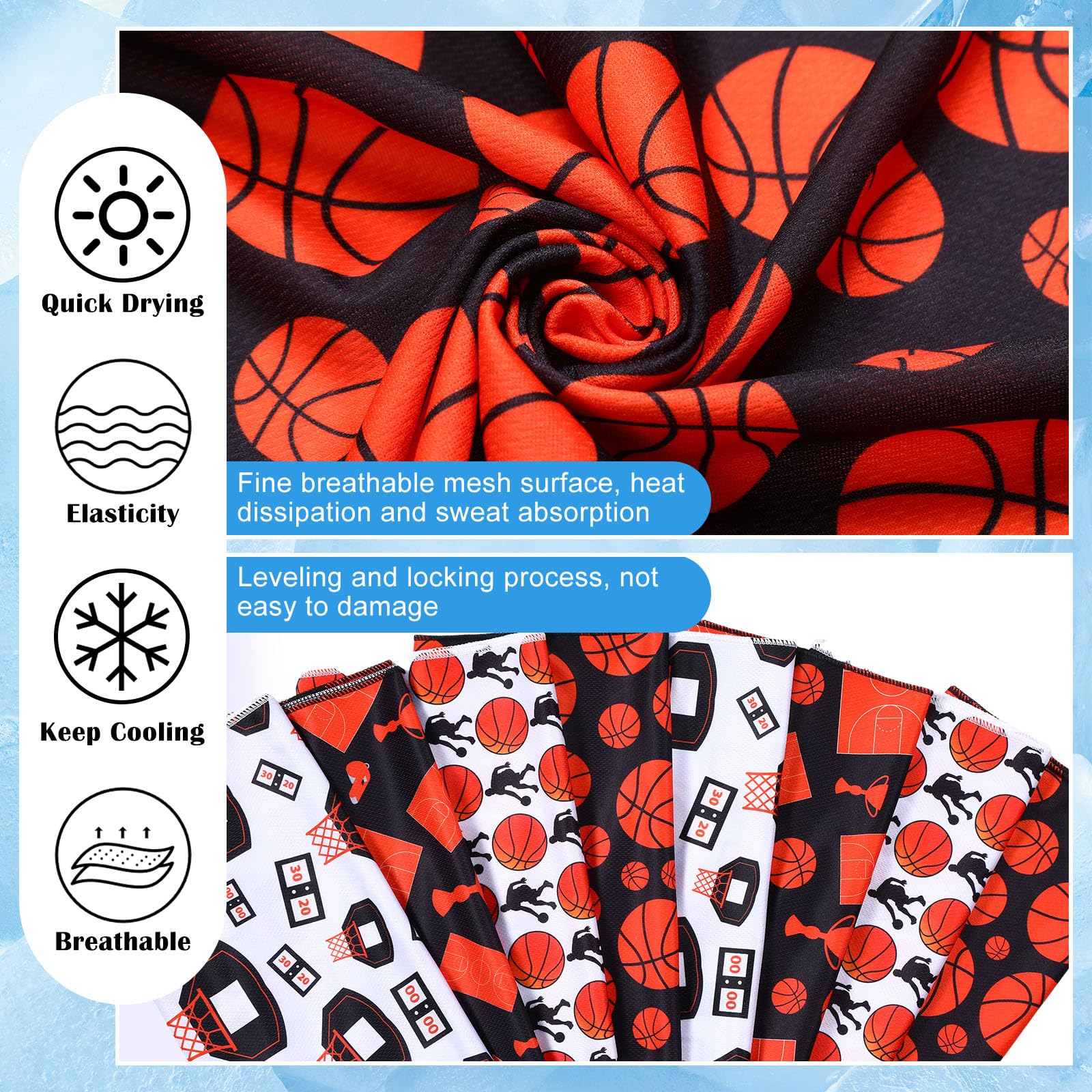 FuWeave 24 Pack Baseball Cooling Towel 40 x 12 Inch Breathable Sport Cooling Towel Microfiber Fast Drying Baseball Team Gifts for Athletes Yoga Gym Camping Running