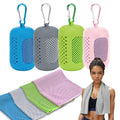 4 Pack Cooling Towels (40"x12"), Microfiber Chilly Towels Soft Breathable Gym Ice Towel for Workout, Yoga, Sport, Silicone Set Travel Sweat Towels Fast Drying Lightweight Cooling Neck Wraps