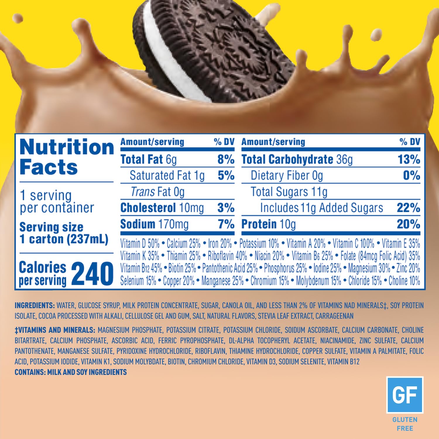 Carnation Breakfast Essentials Complete Nutritional Drink Cookies N Crème Flavor 8 oz Bottle 24 Ct