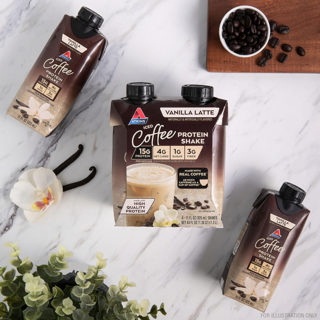 Atkins Coffee Lovers Protein Shake Variety Pack, Mocha Latte, Café Caramel and Café au Lait Flavored Protein Shakes, 15g Protein, 3g Fiber, GLP-1 Friendly, 12 Count