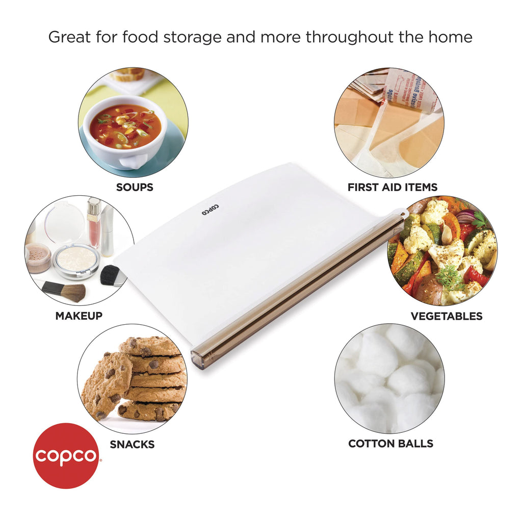 Copco Silicone Food Grade Reusable Storage Bag, Clear (Medium), Reduce Single-Use Plastic, Air-Tight, Leakproof, Dishwasher-Safe, Eco-friendly, 33.8 Ounce, Clear