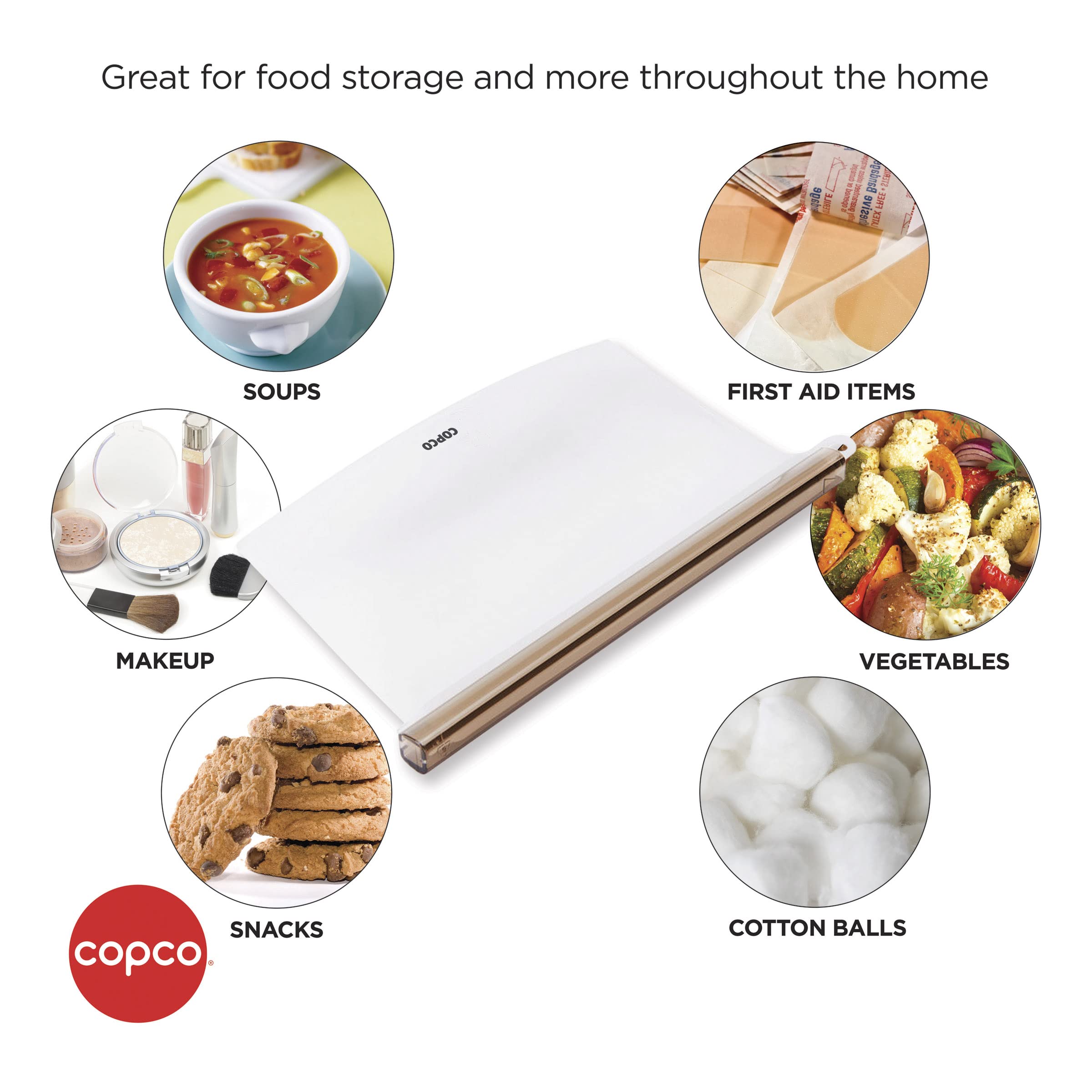 Copco Silicone Food Grade Reusable Storage Bag, Clear (Medium), Reduce Single-Use Plastic, Air-Tight, Leakproof, Dishwasher-Safe, Eco-friendly, 33.8 Ounce, Clear